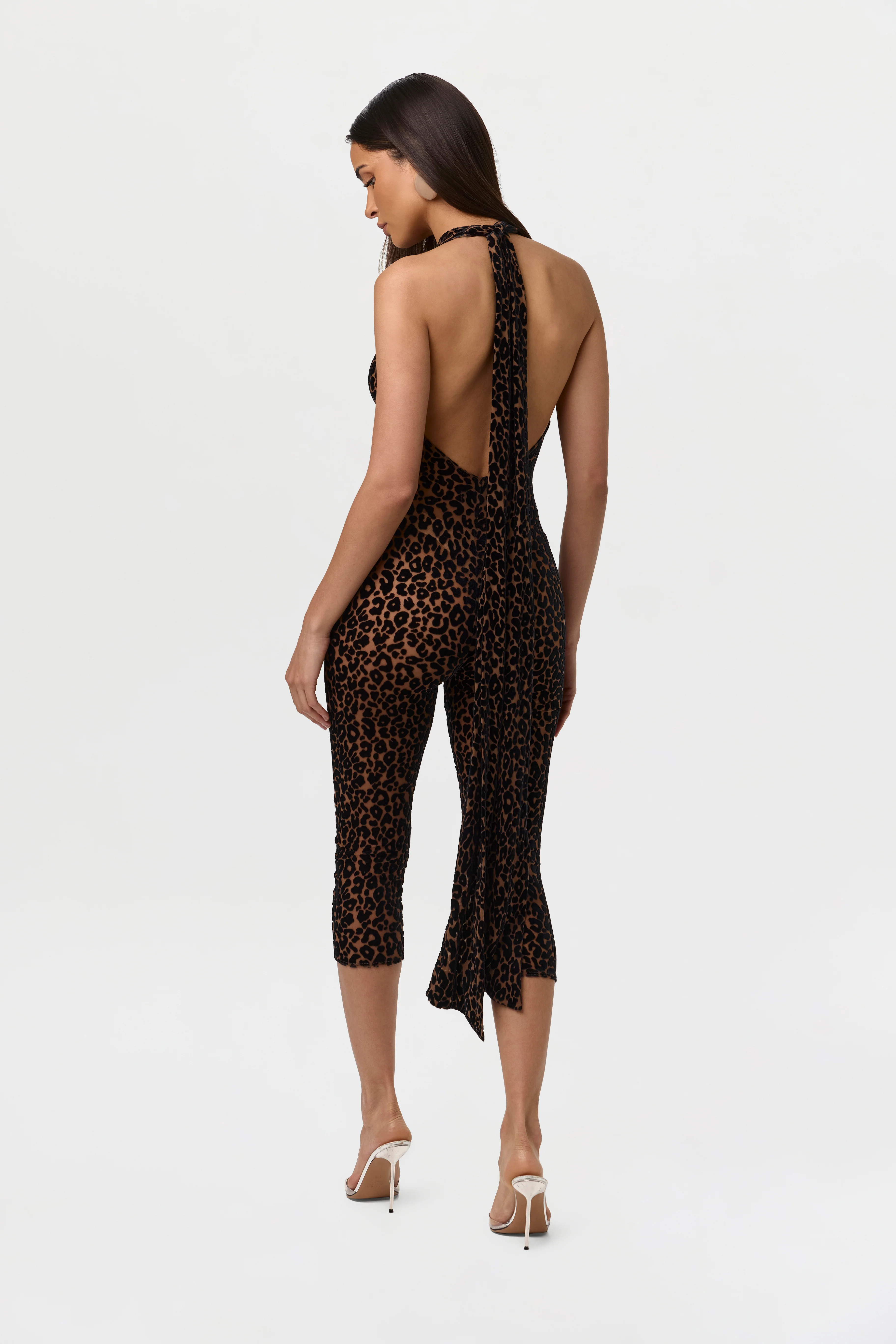Burnout Print Halter Capri Jumpsuit - Image 5