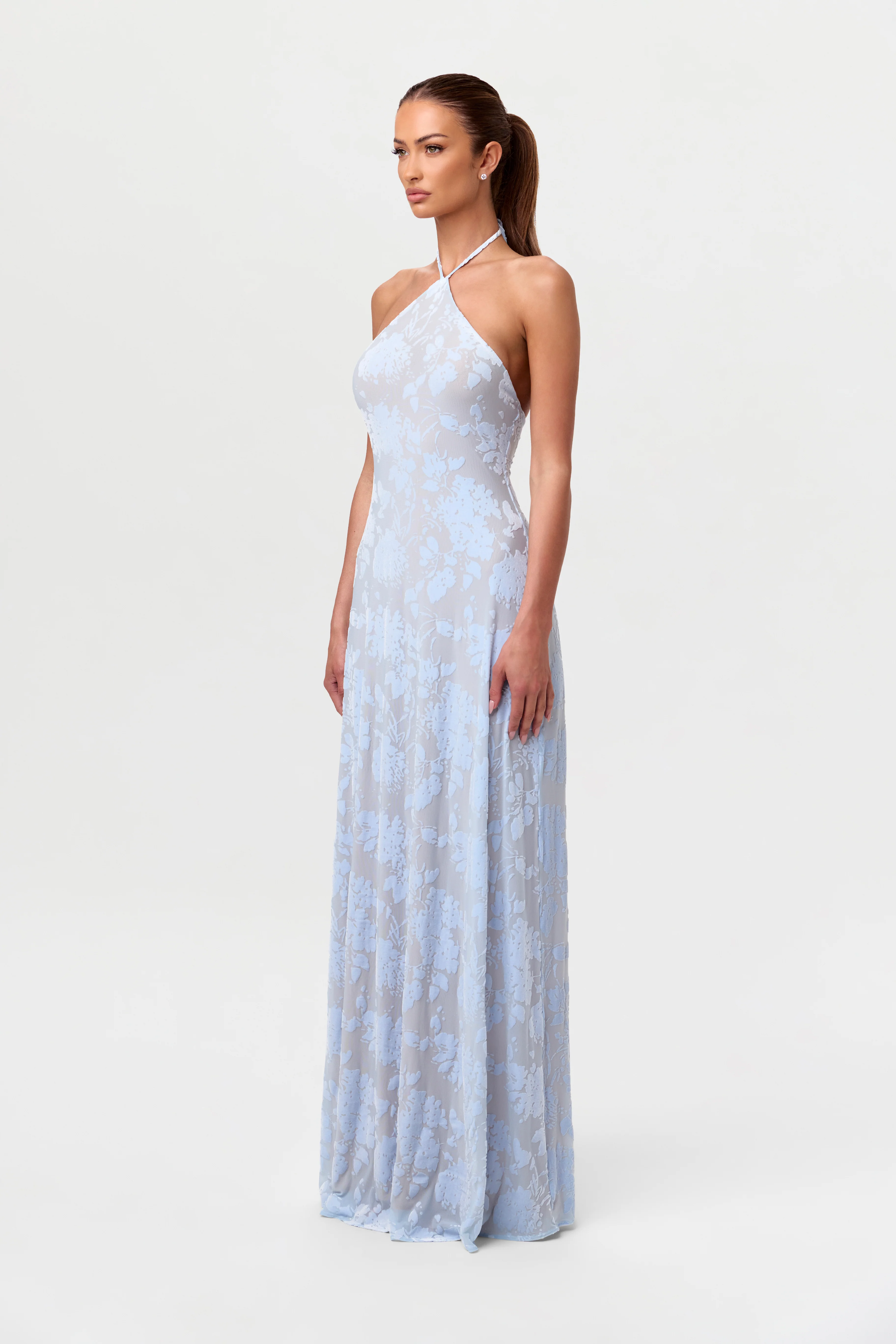 Burnout Print Halter Maxi Dress - Image 3