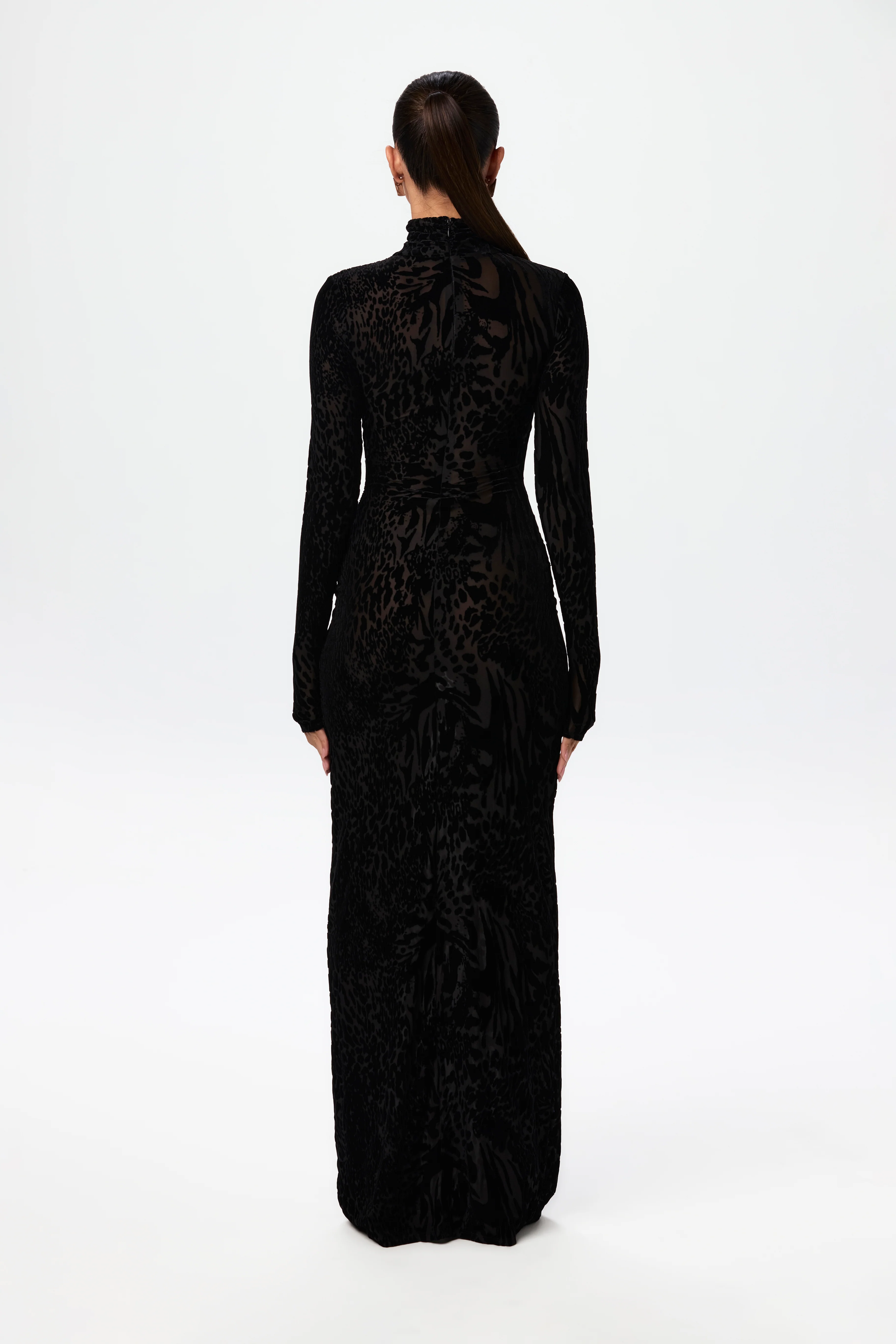 Burnout Print Turtleneck Maxi Dress - Image 13