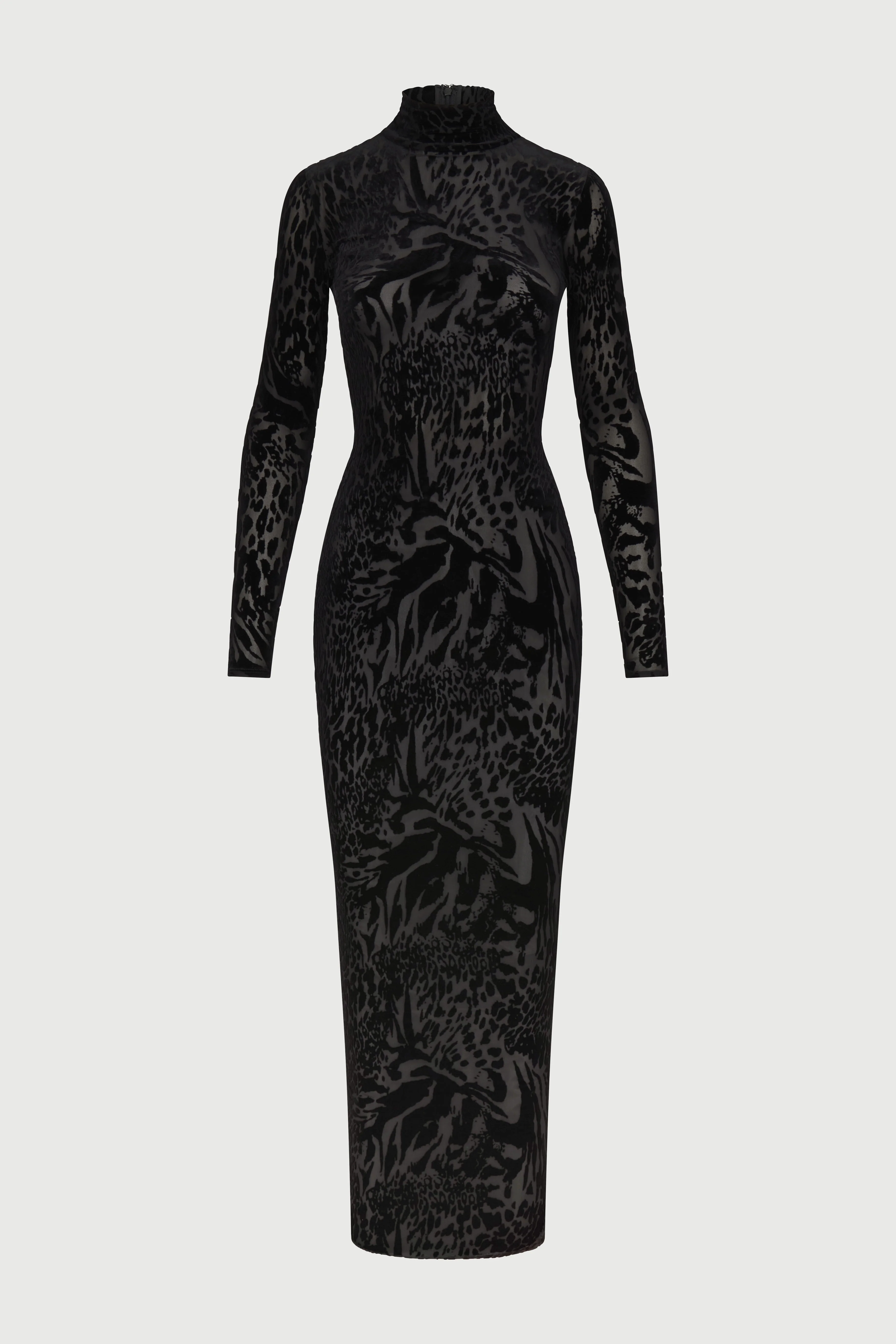 Burnout Print Turtleneck Maxi Dress - Image 14