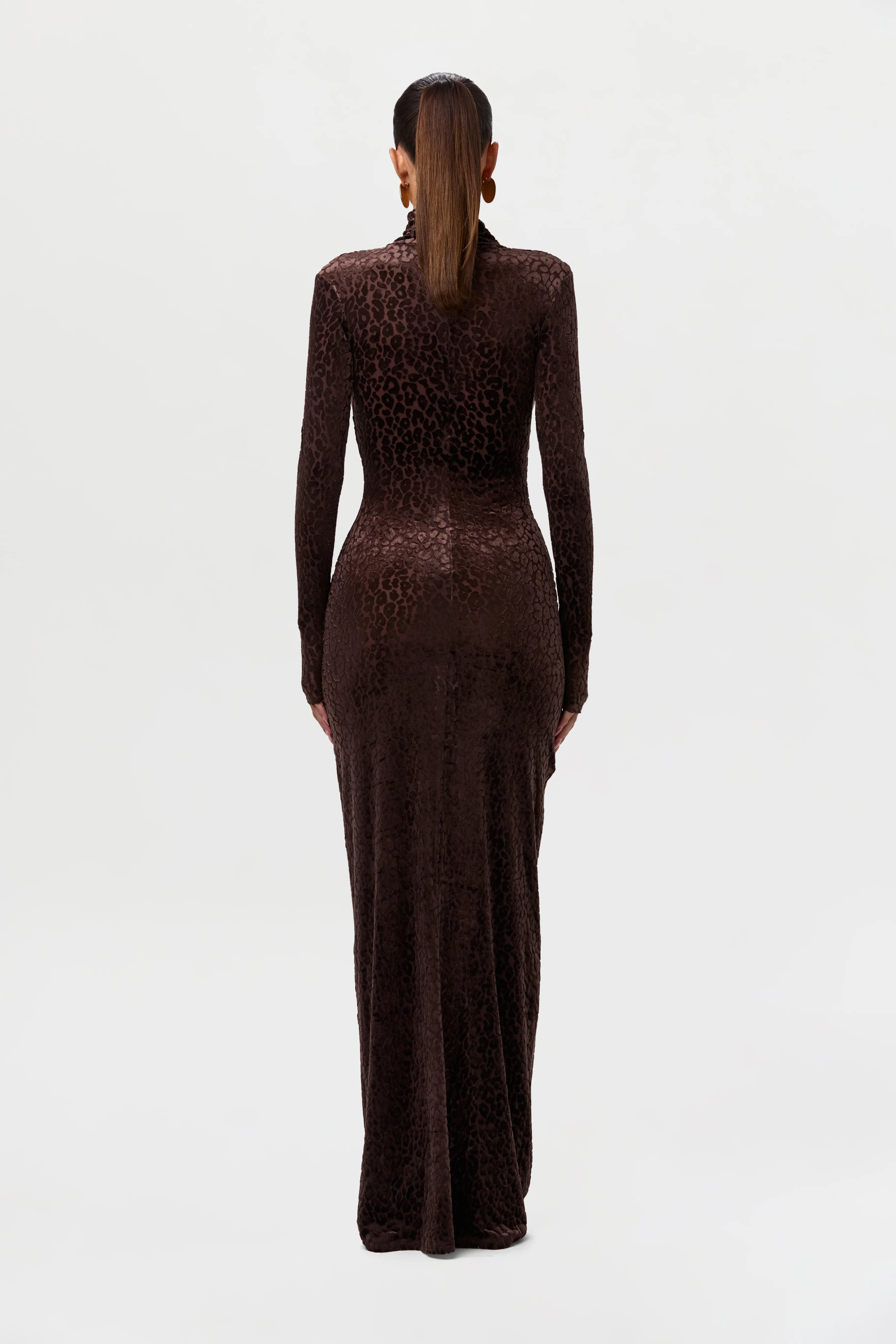 Burnout Print Turtleneck Maxi Dress - Image 5