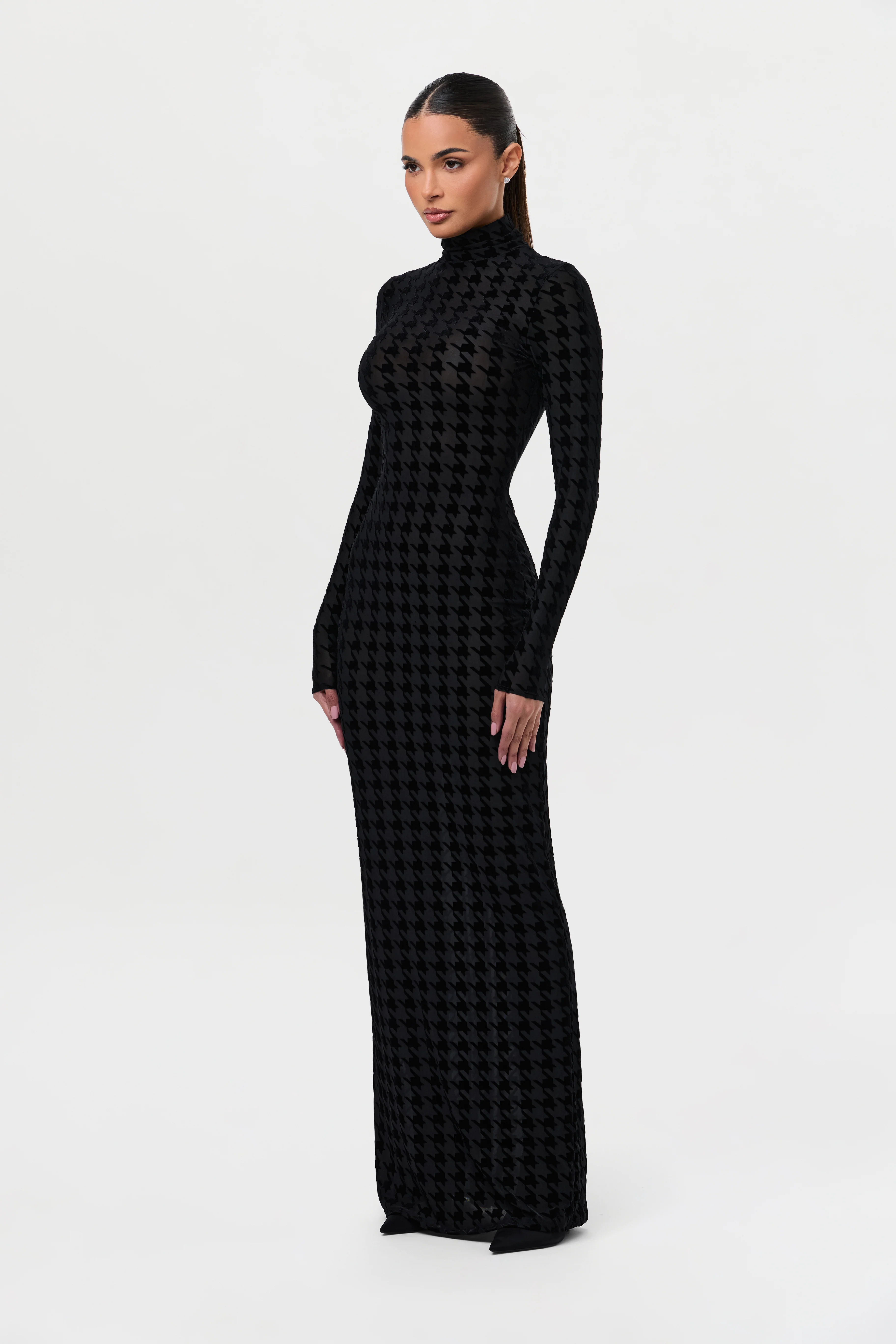 Burnout Print Turtleneck Maxi Dress - Image 6