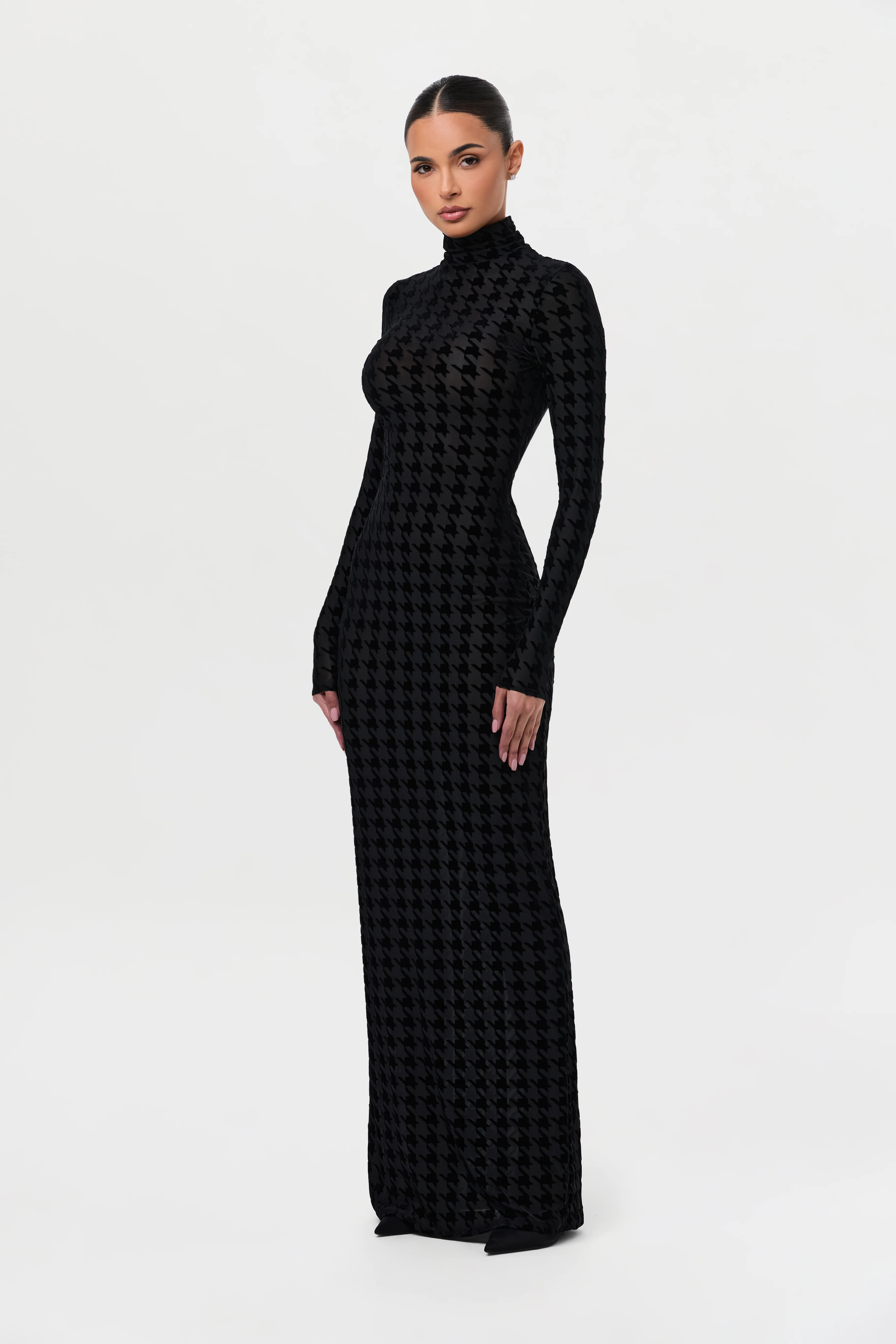 Burnout Print Turtleneck Maxi Dress - Image 7