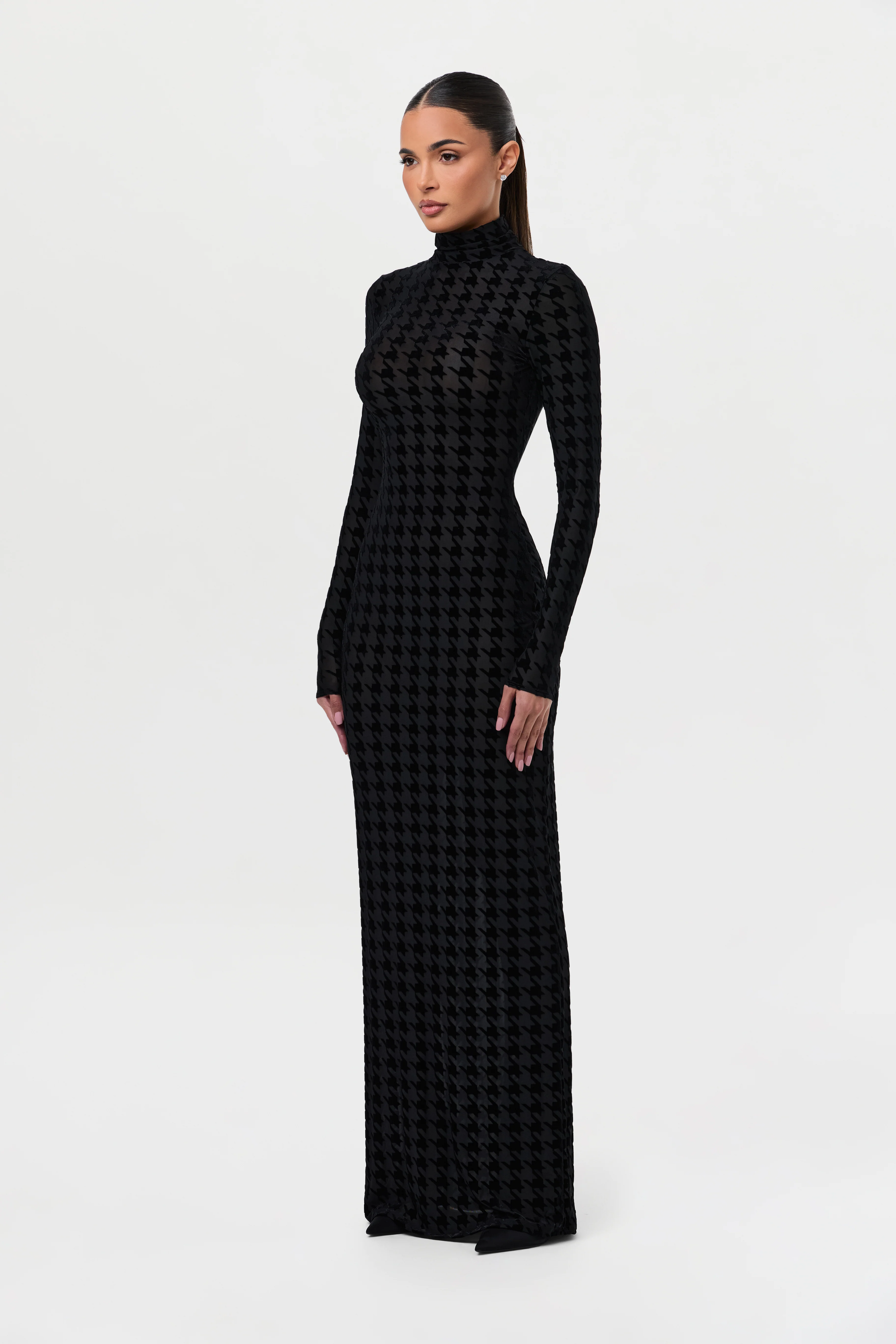 Burnout Print Turtleneck Maxi Dress - Image 8