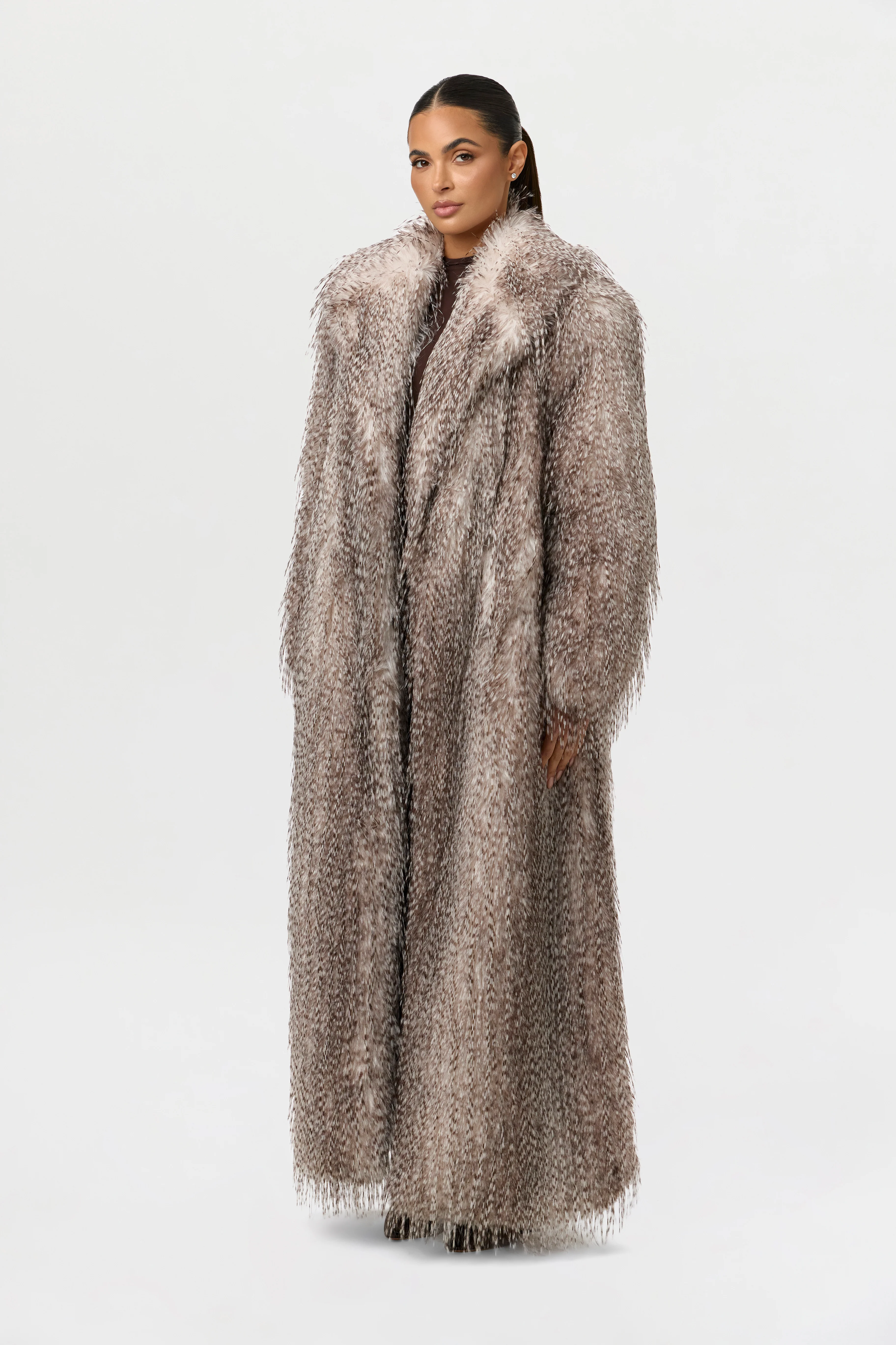 Faux Feather Plush Long Coat - Image 2