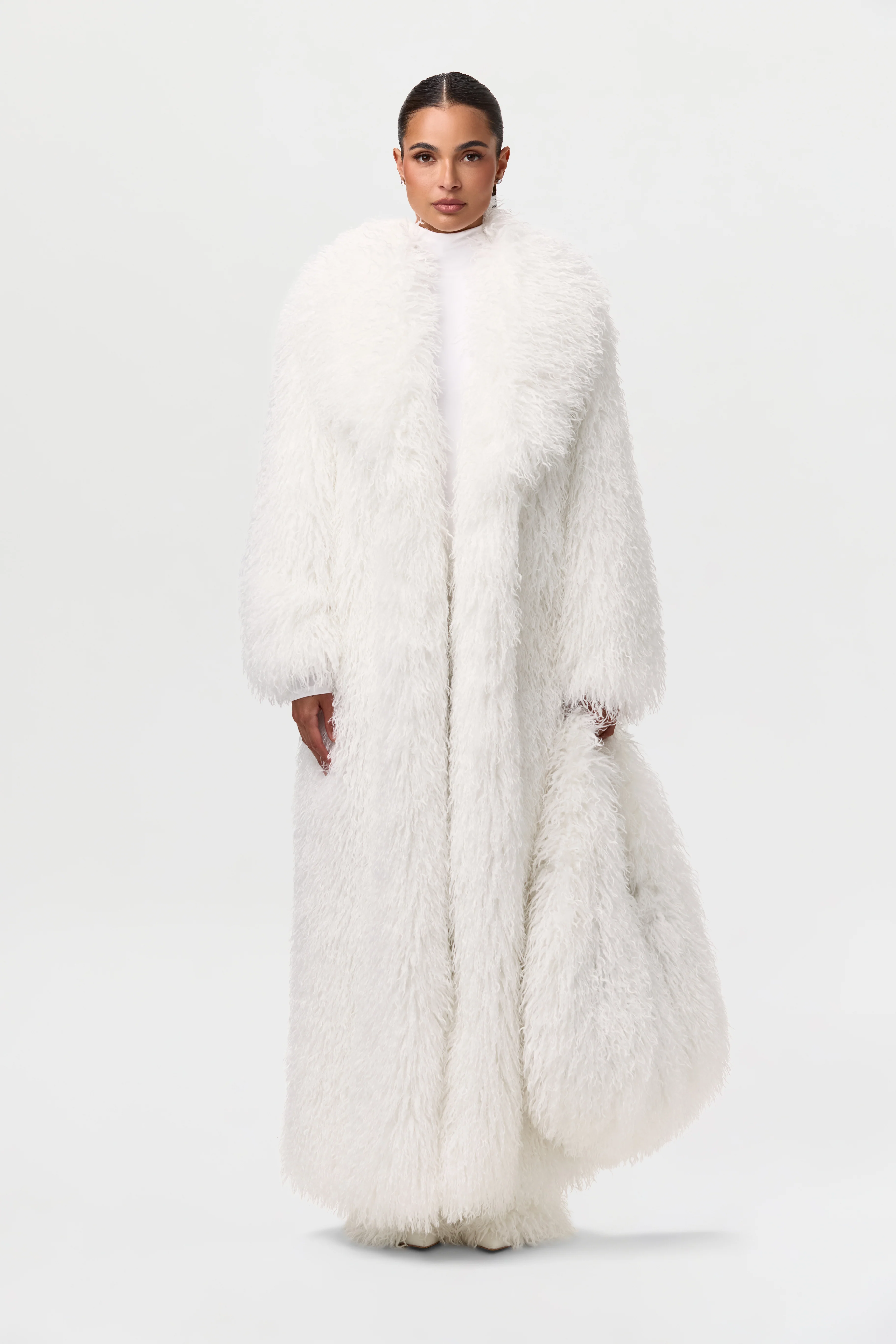 Faux Fur Plush Long Coat - Image 14