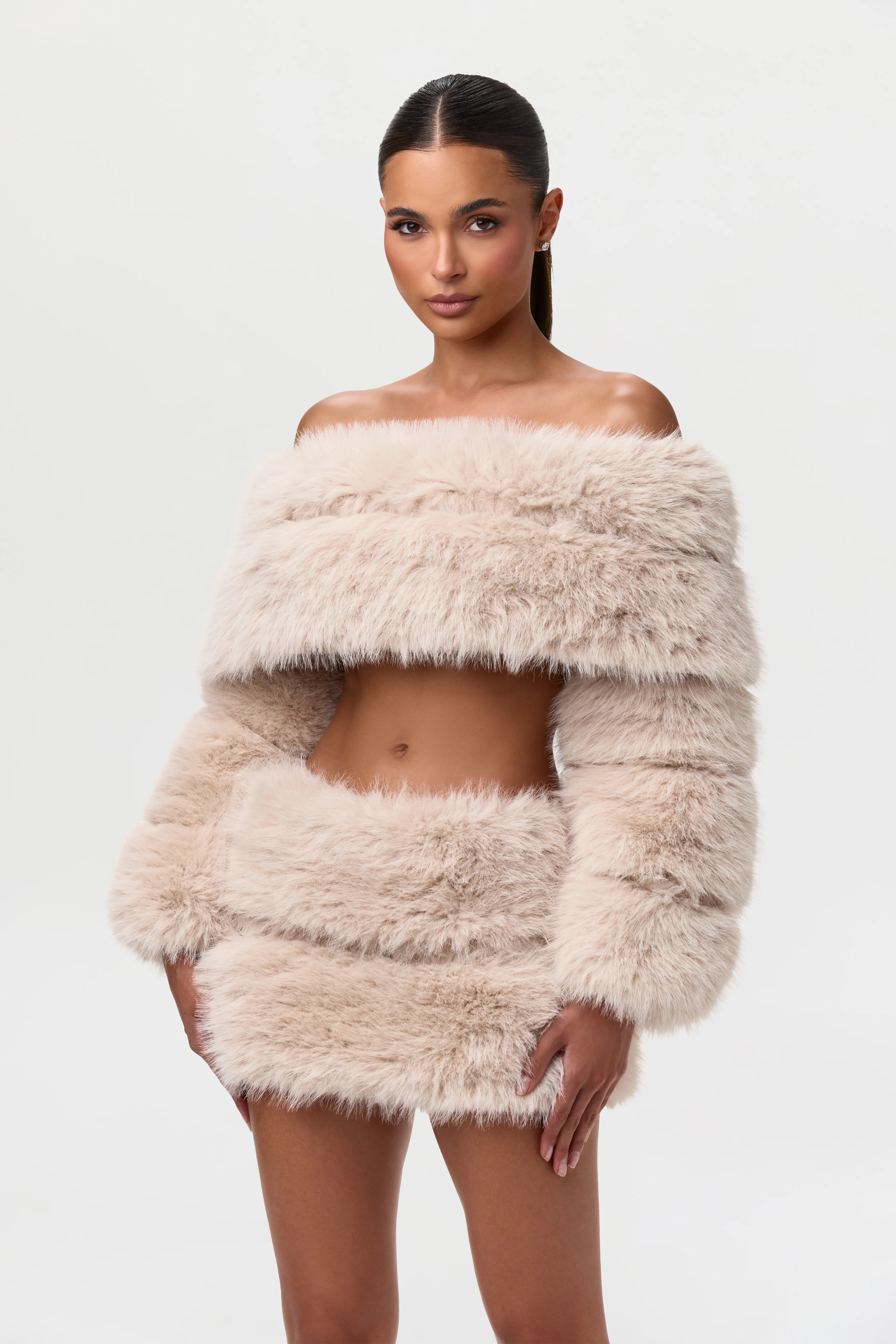 Faux Fur Off-Shoulder Pelted Top - Image 11