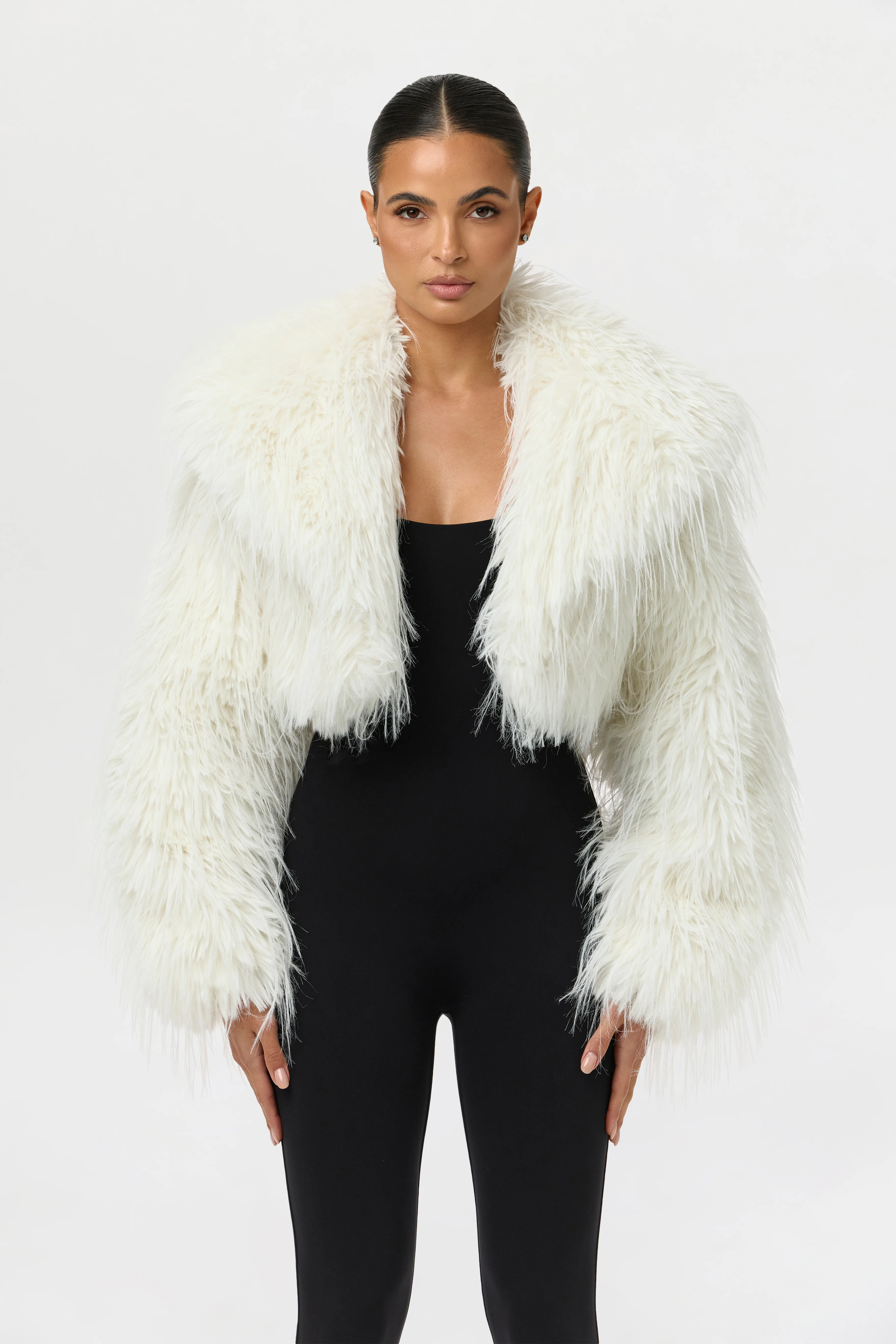 Faux Fur Cropped Plush Jacket