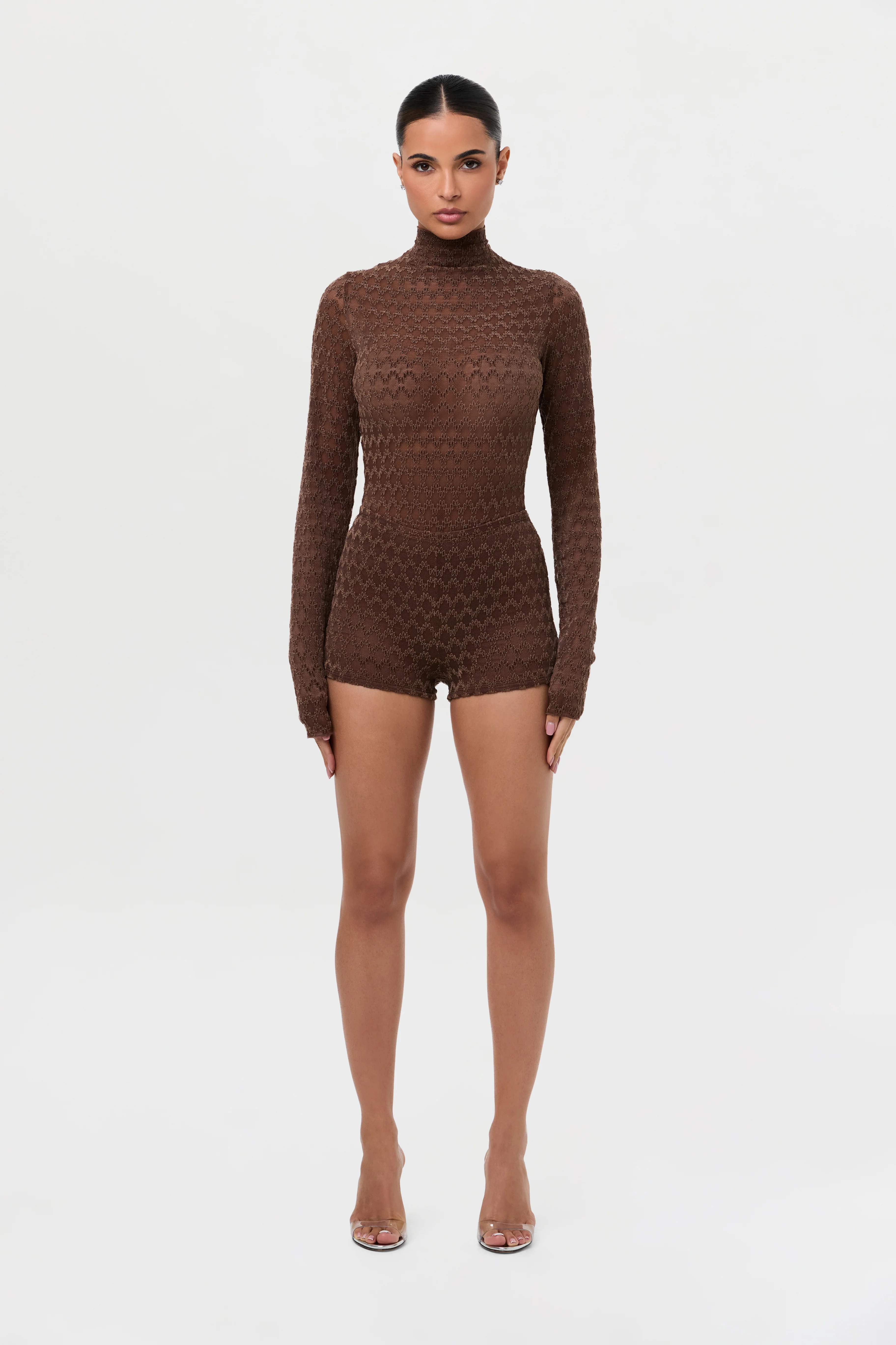 Velvet Mesh Chevron Hot Pants - Image 3