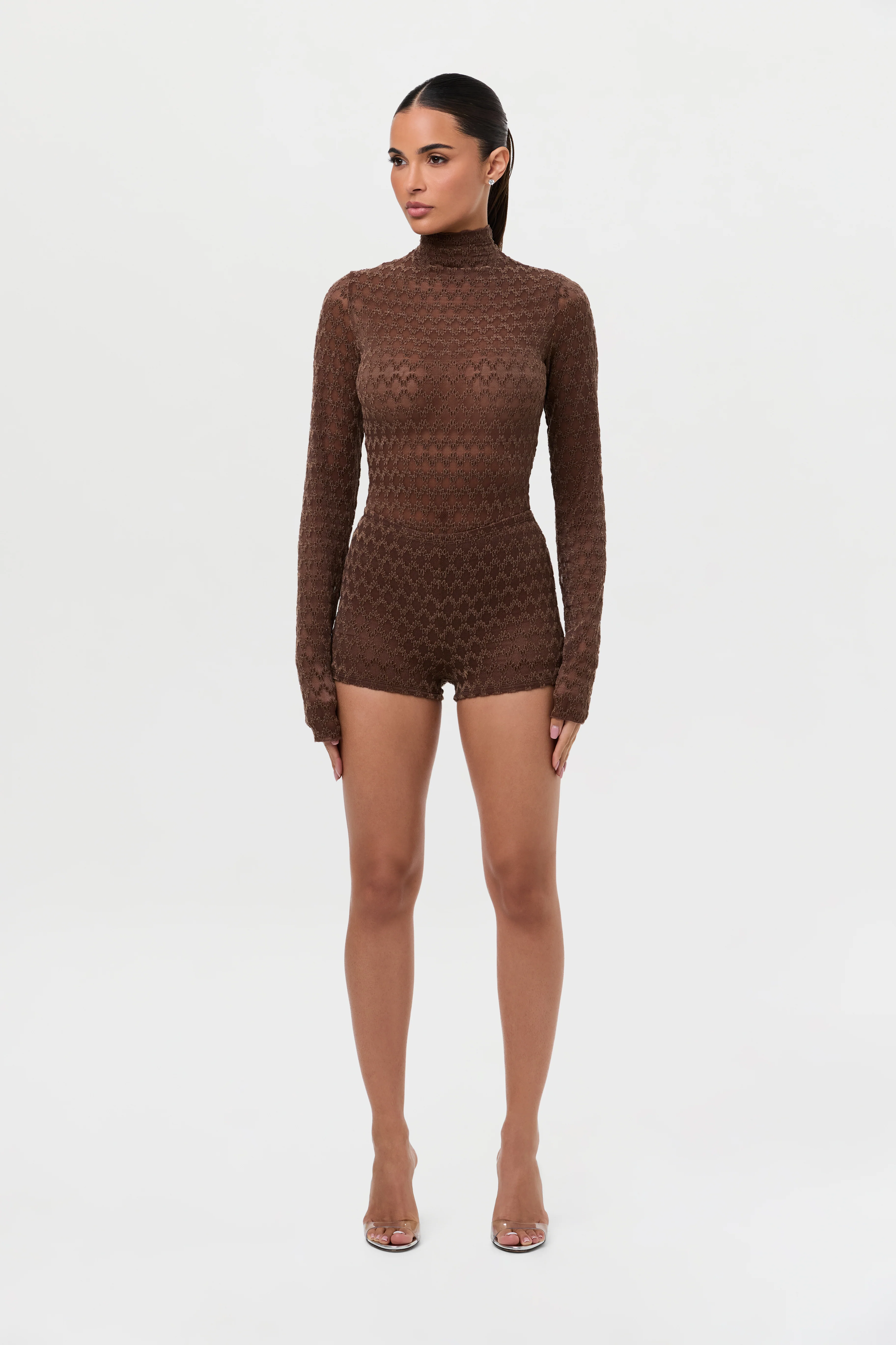 Velvet Mesh Chevron Hot Pants - Image 4