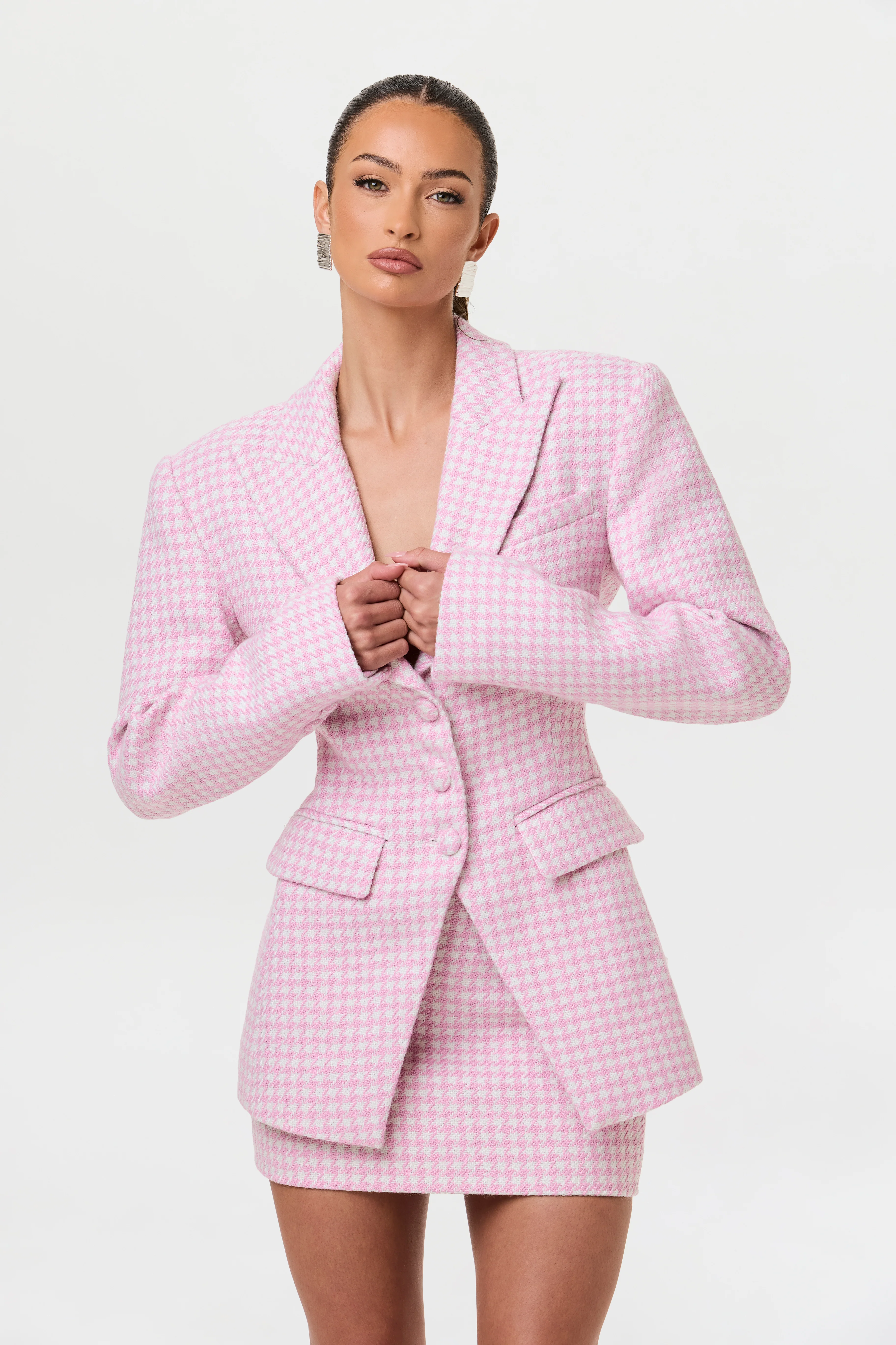 Tweed Houndstooth Suited Blazer - Image 13