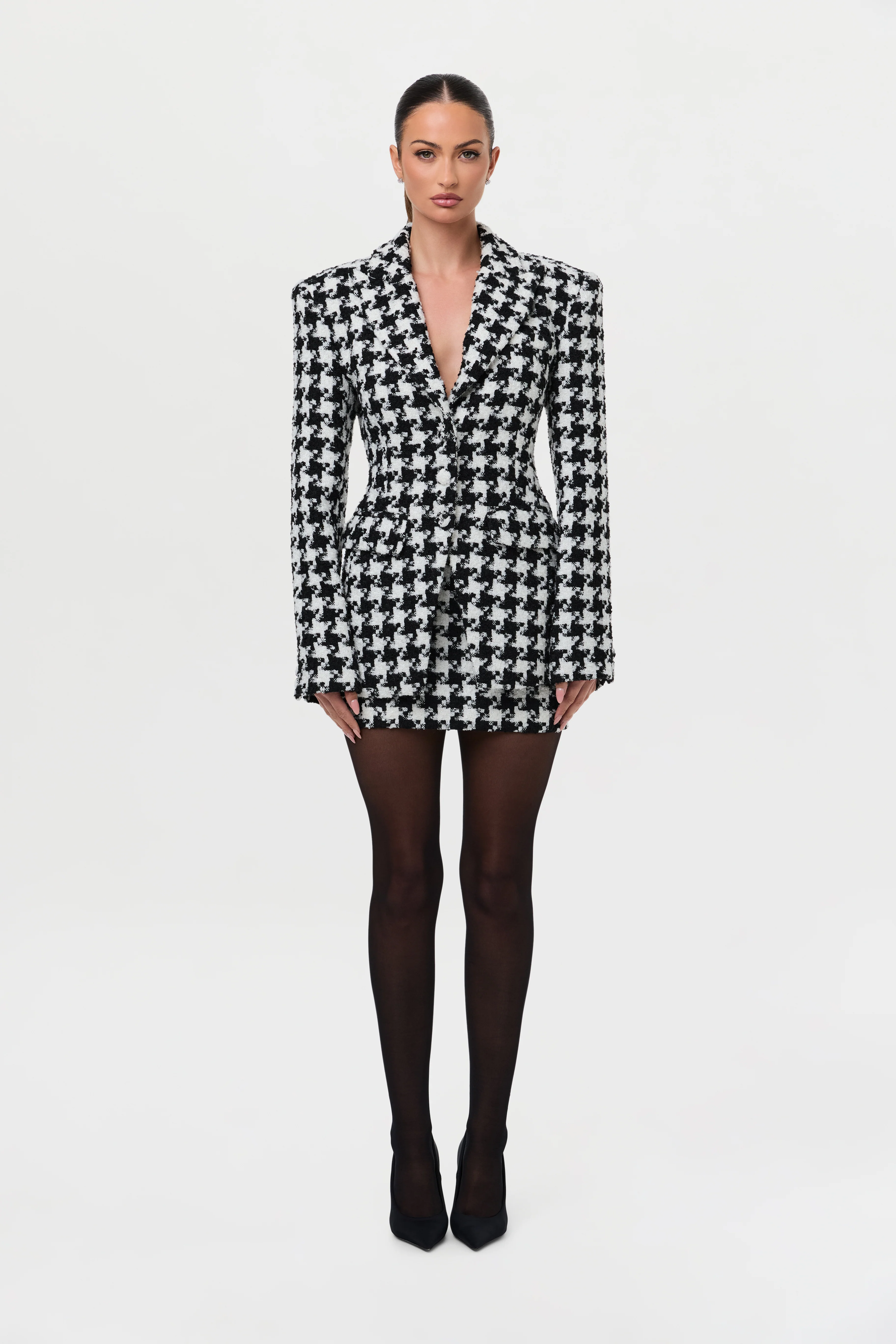 Tweed Houndstooth Suited Blazer - Image 2