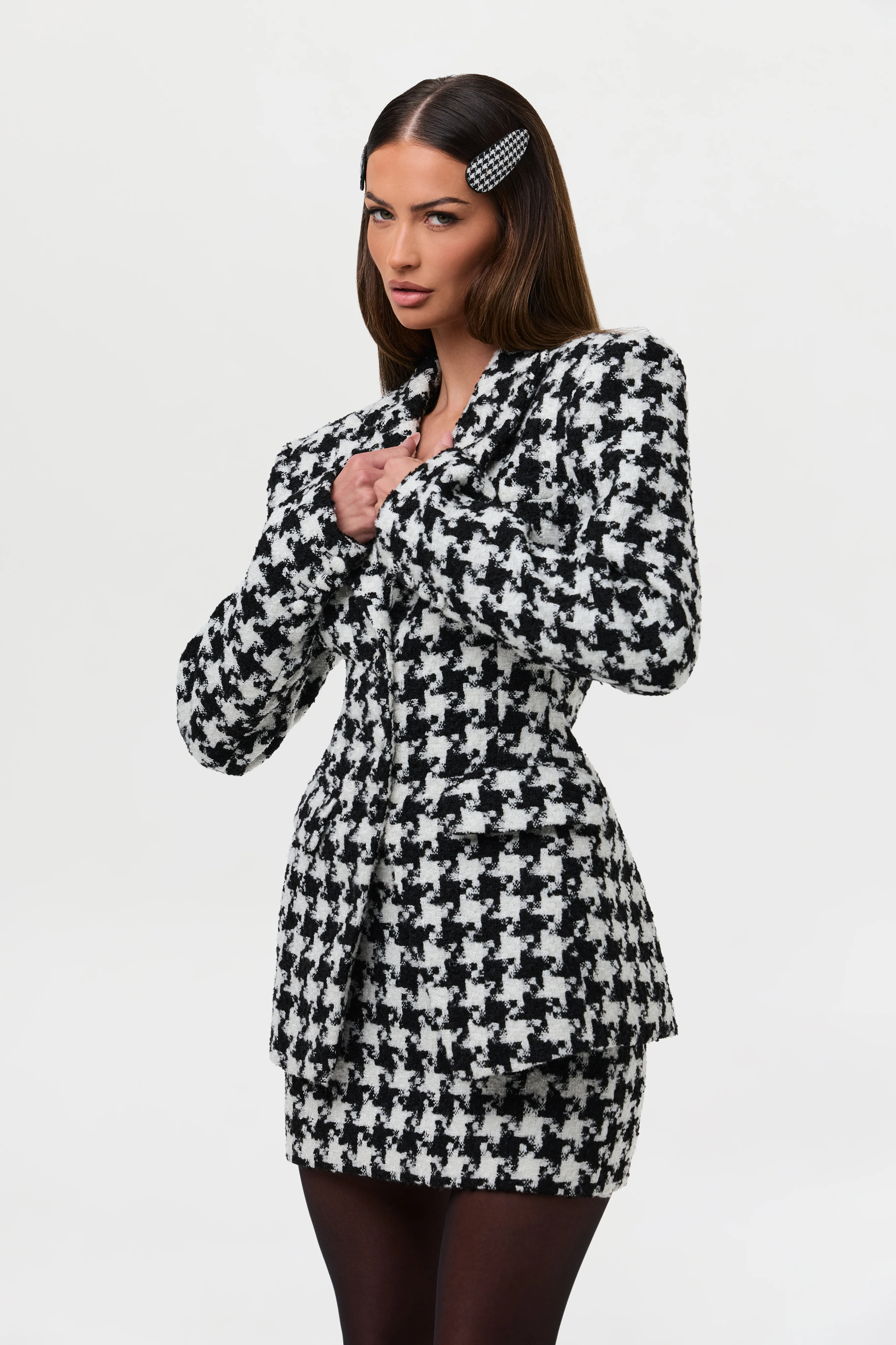 Tweed Houndstooth Suited Blazer - Image 3
