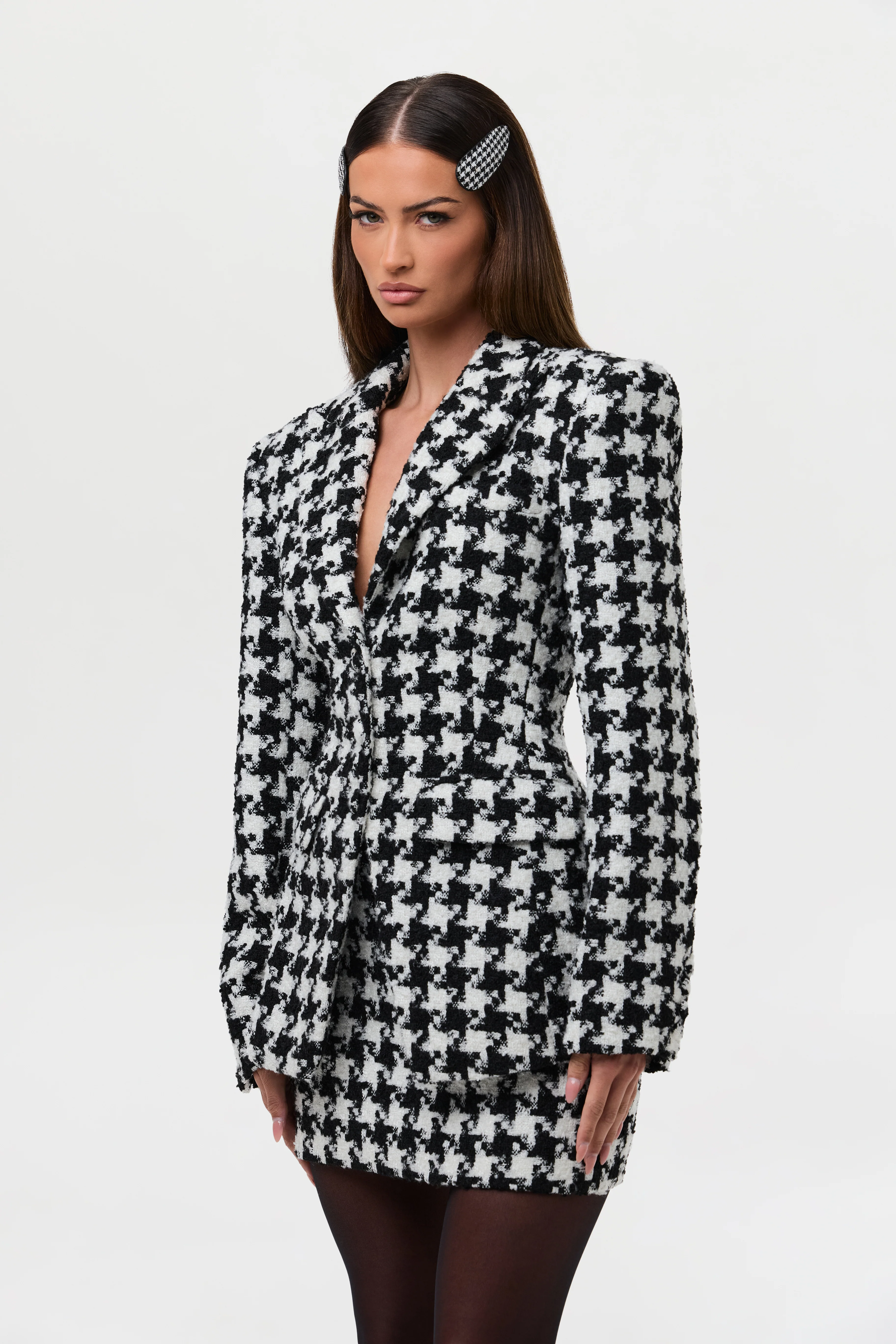 Tweed Houndstooth Suited Blazer - Image 4