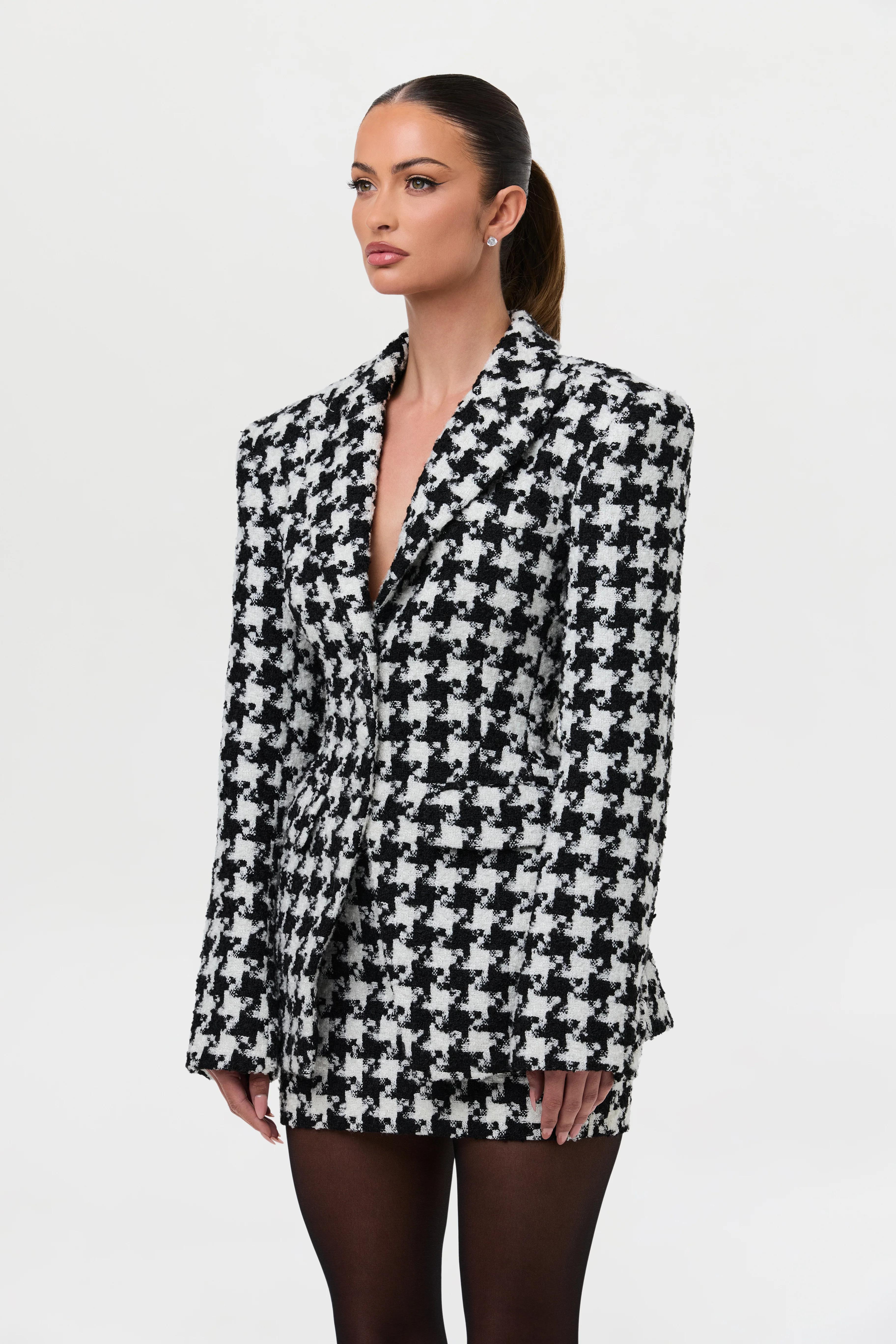 Tweed Houndstooth Suited Blazer - Image 7