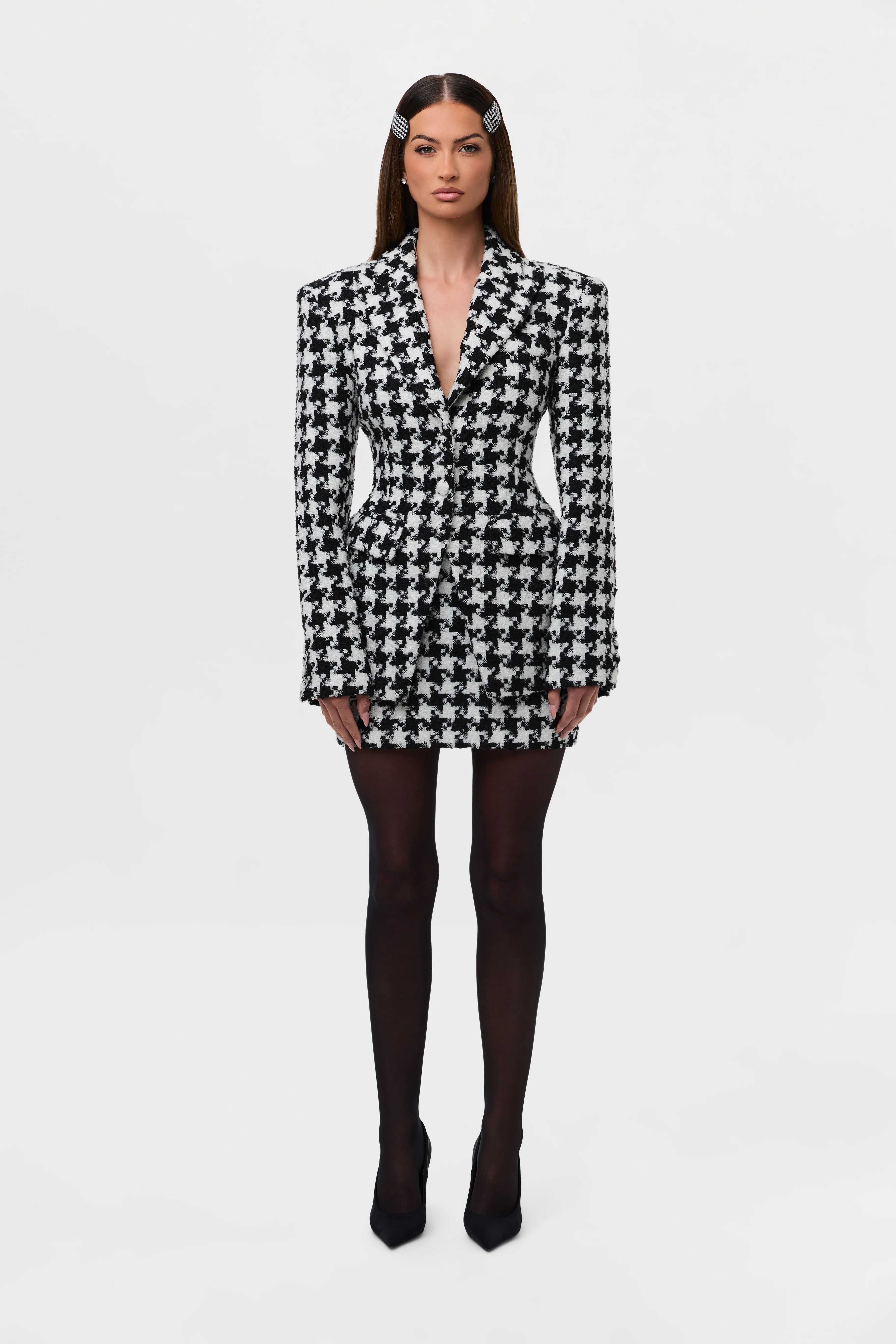 Tweed Houndstooth Suited Blazer - Image 8