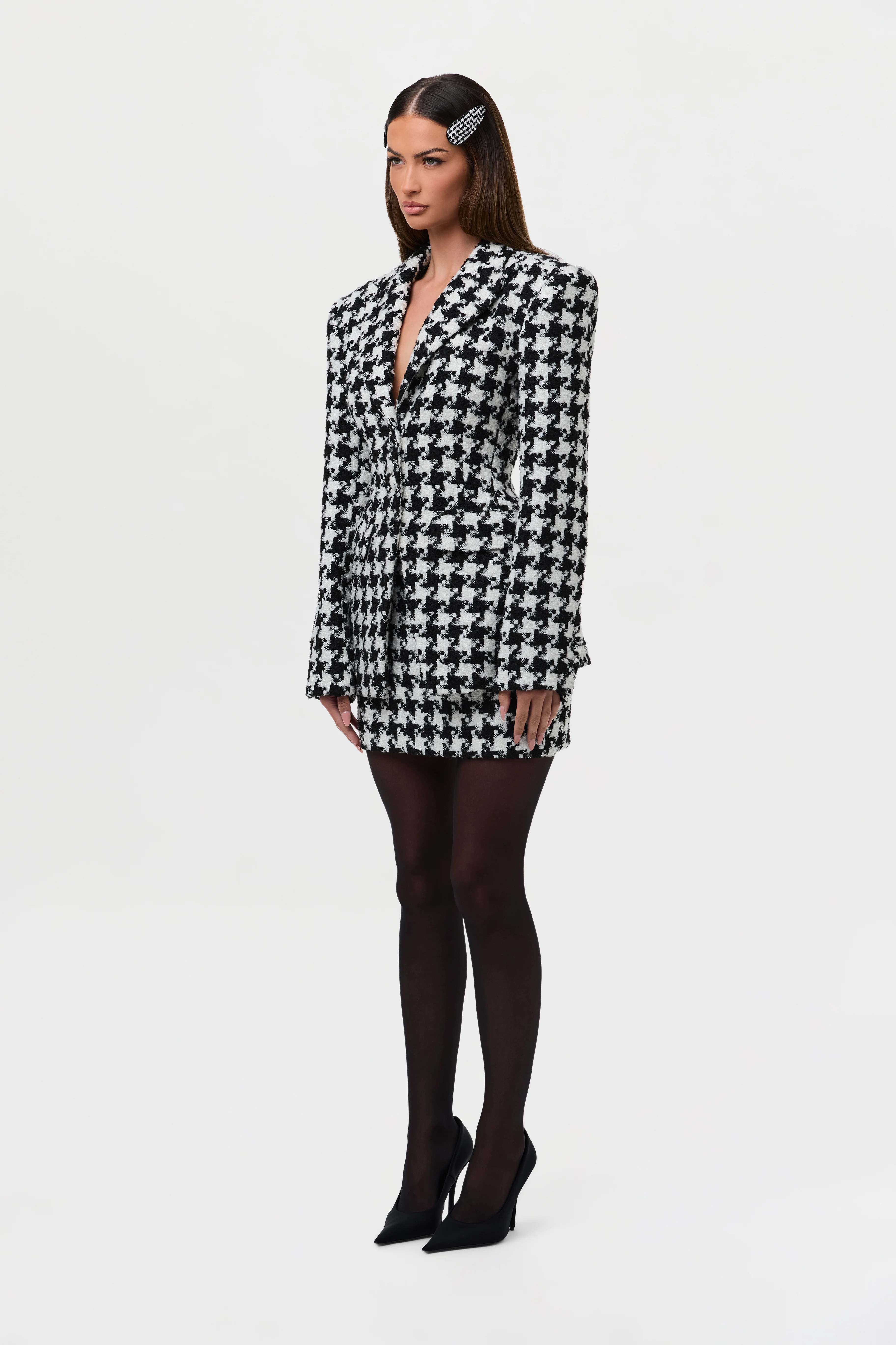 Tweed Houndstooth Suited Blazer - Image 9