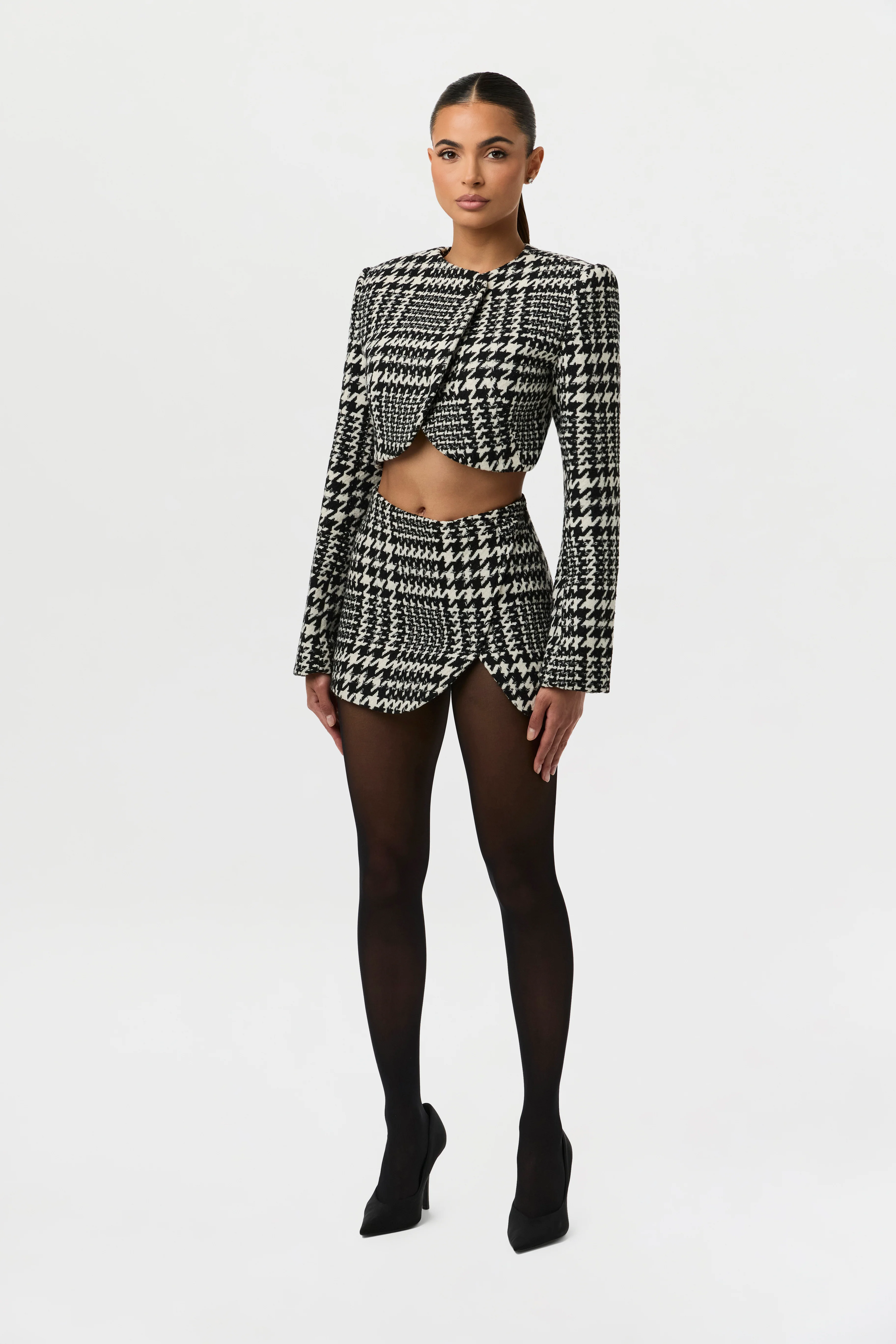 Houndstooth Plaid Mini Skirt - Image 6