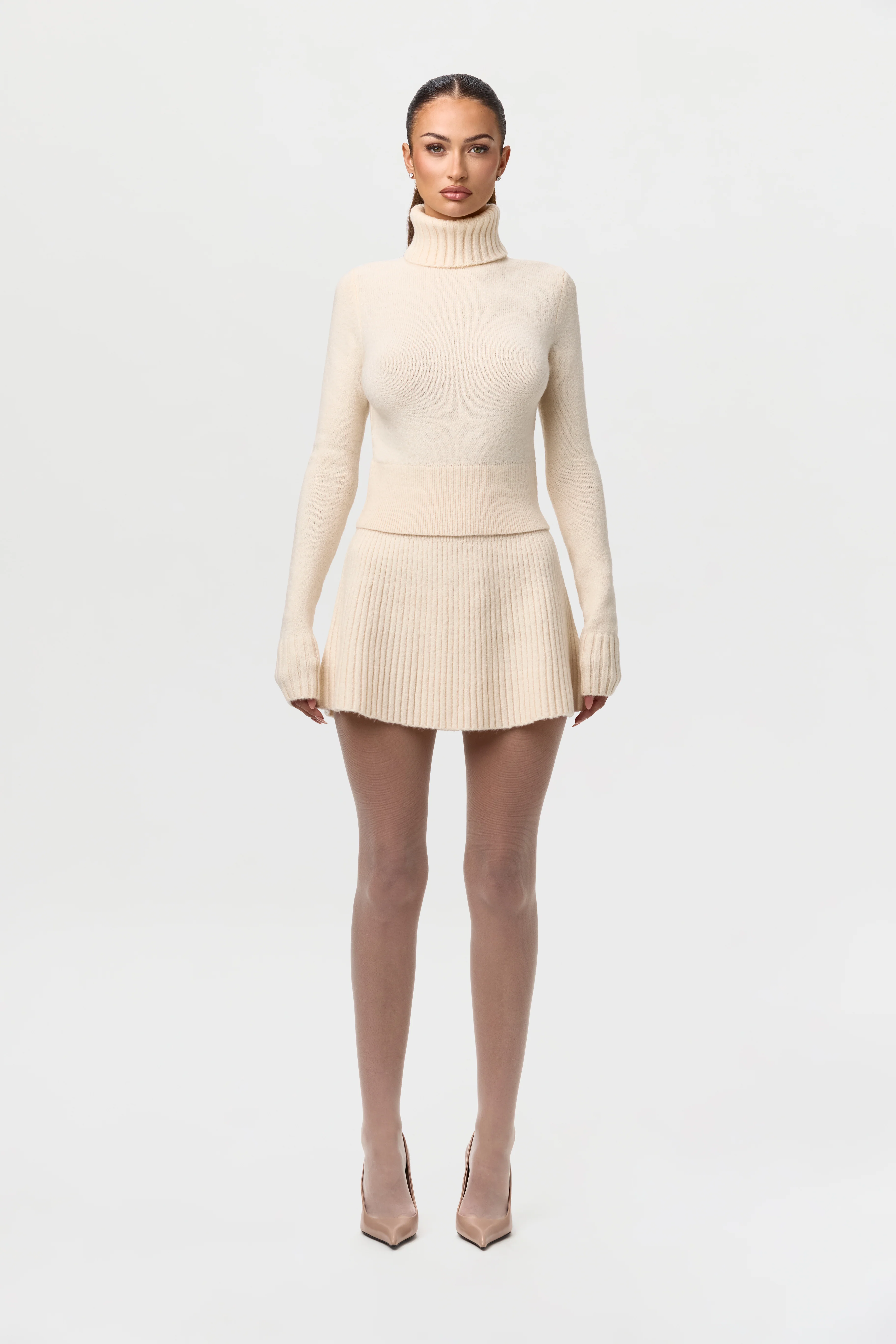 Knit Ribbed A-Line Mini Skirt - Image 3