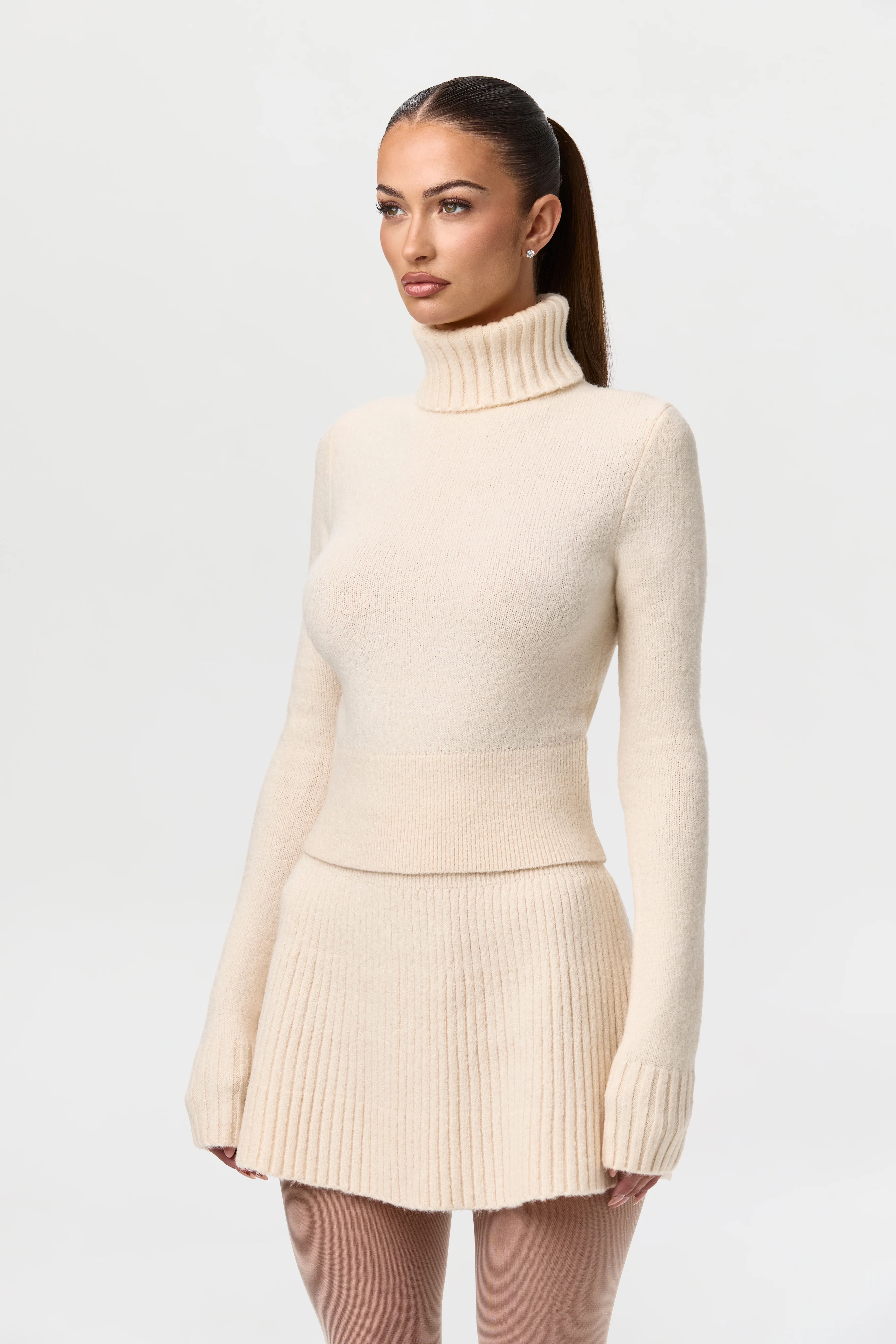 Knit Ribbed A-Line Mini Skirt - Image 4
