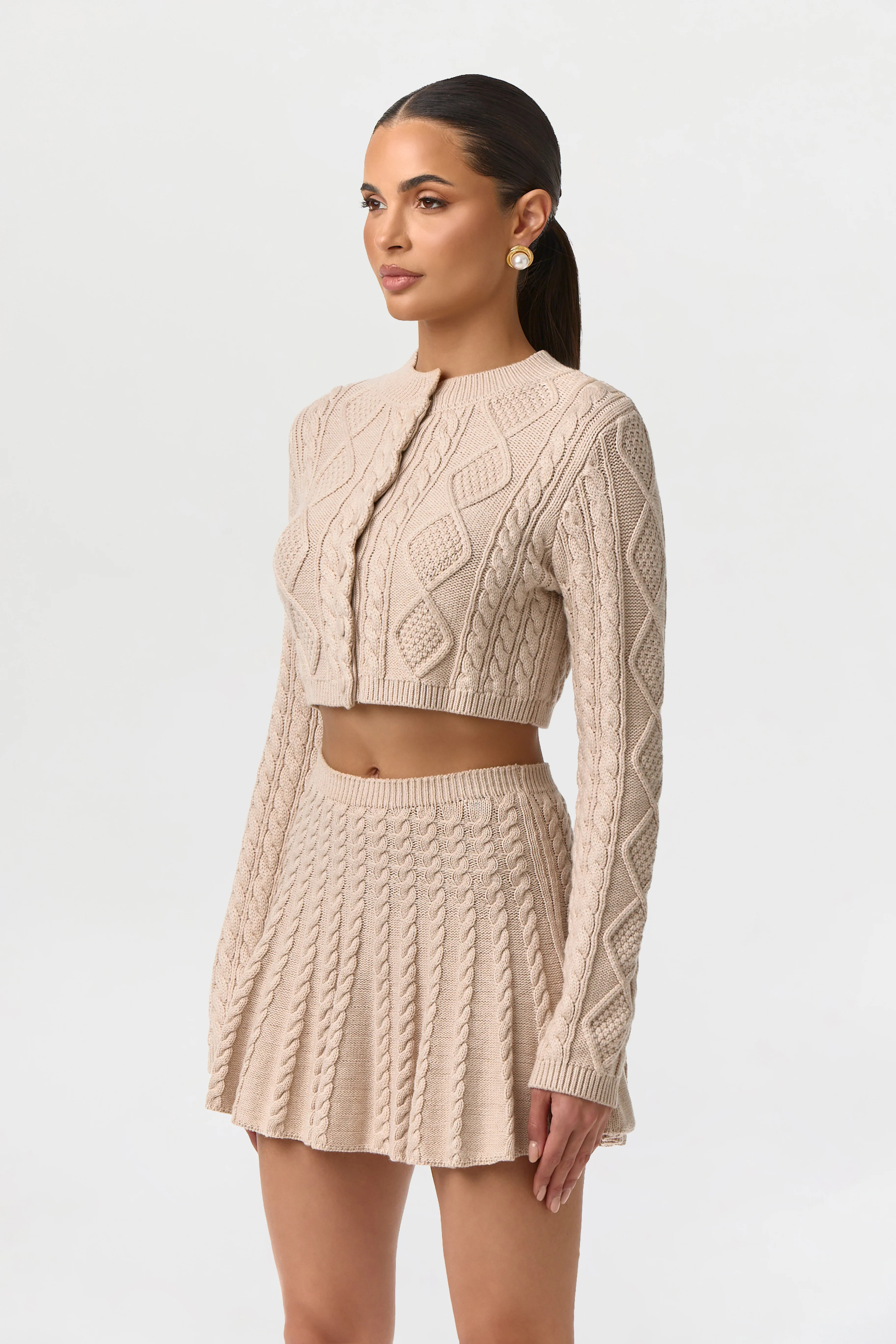 Cable Knit Cropped Cardigan - Image 3