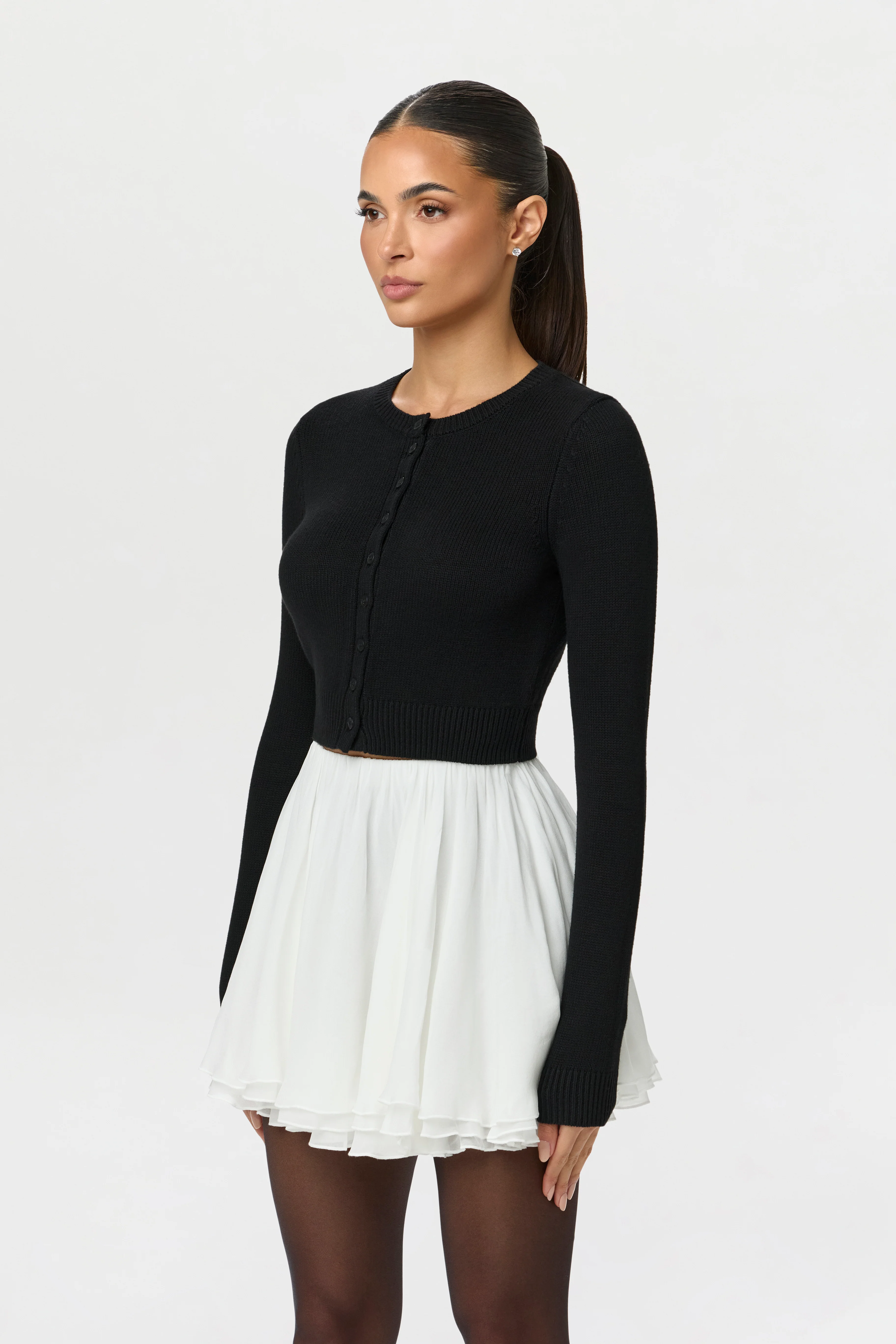 Knit Cropped Cardigan Top - Image 7