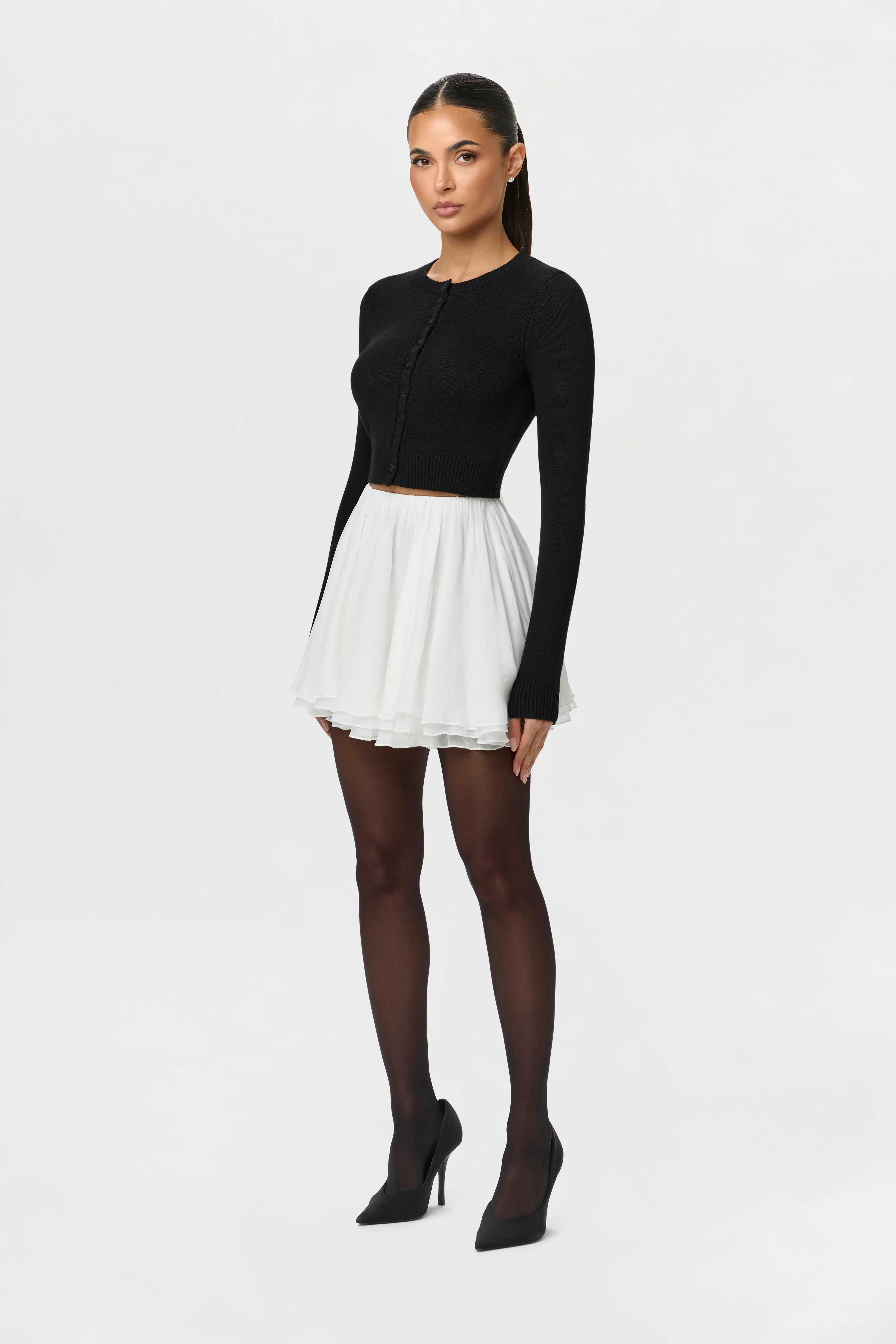 Knit Cropped Cardigan Top - Image 8