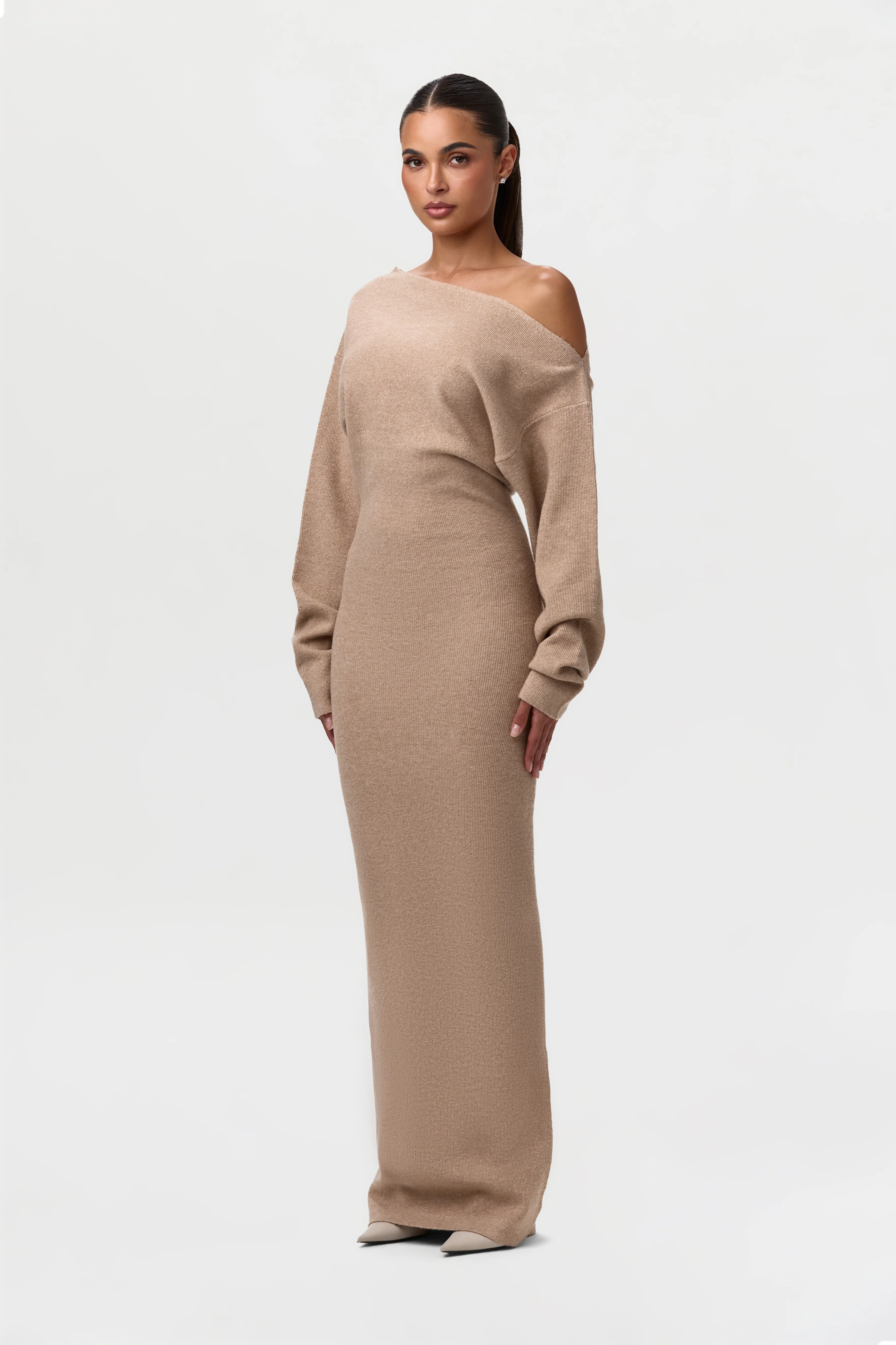 Knit Off-Shoulder Sweater Maxi Dress - Image 13