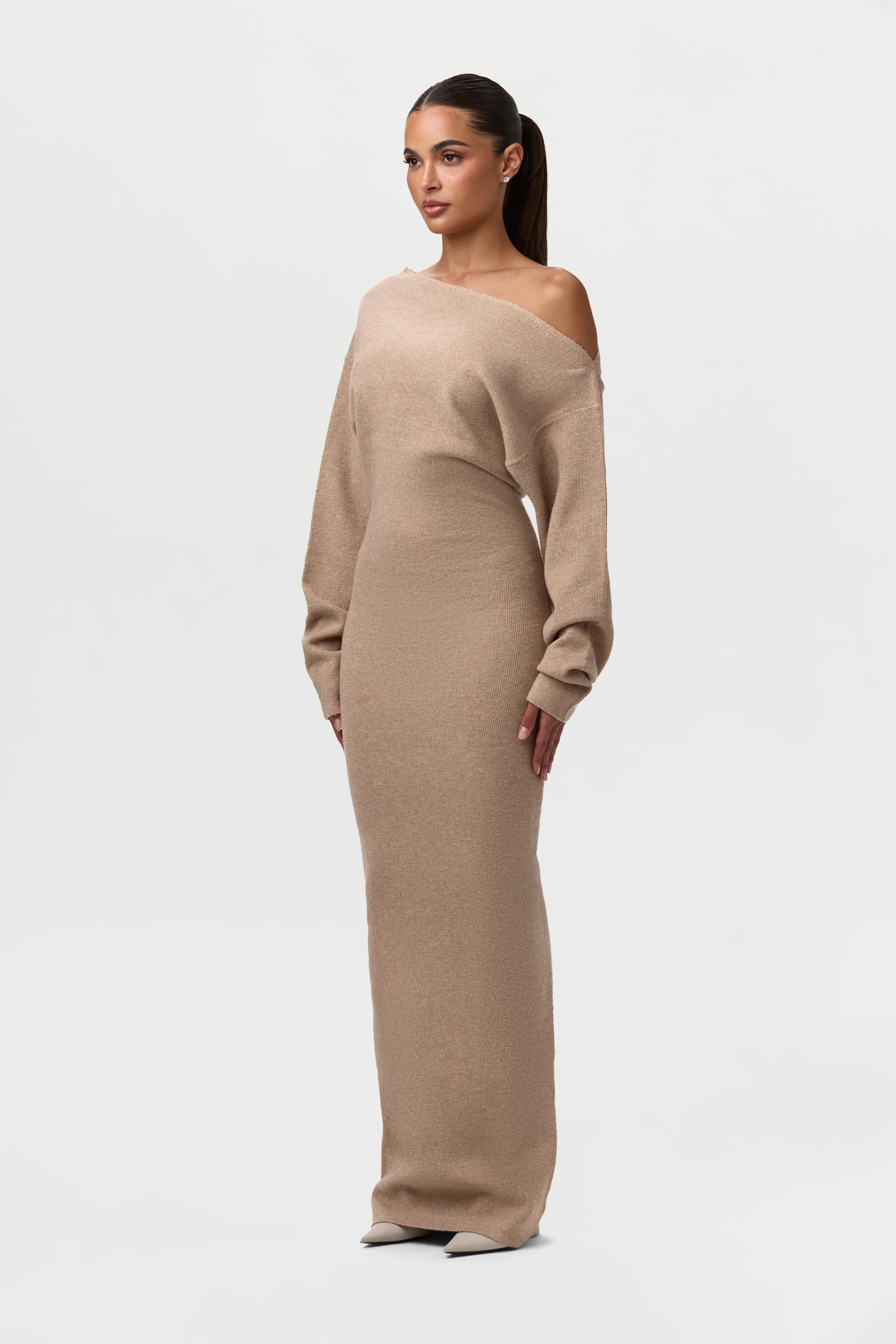 Knit Off-Shoulder Sweater Maxi Dress - Image 14