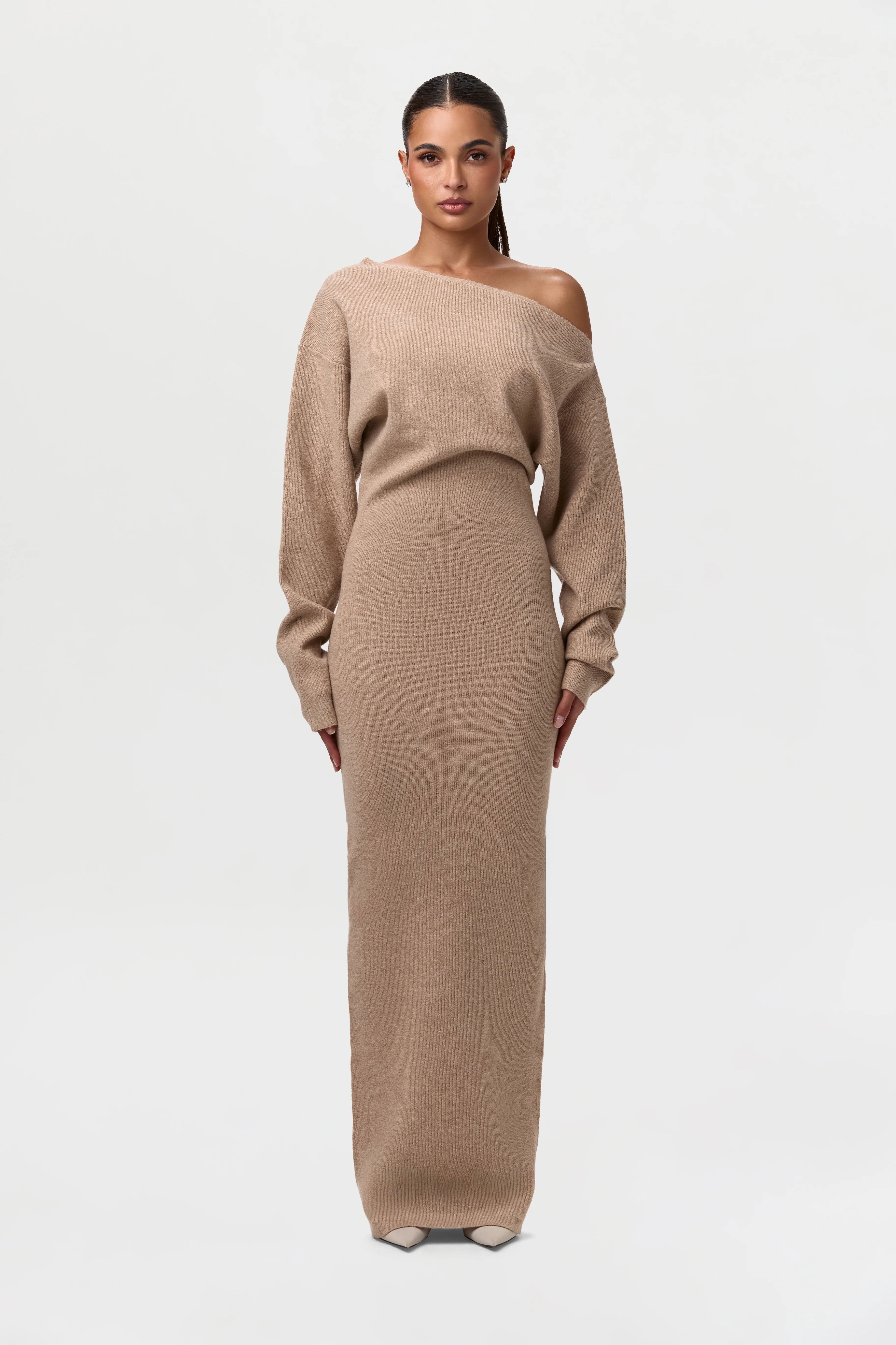 Knit Off-Shoulder Sweater Maxi Dress - Image 15