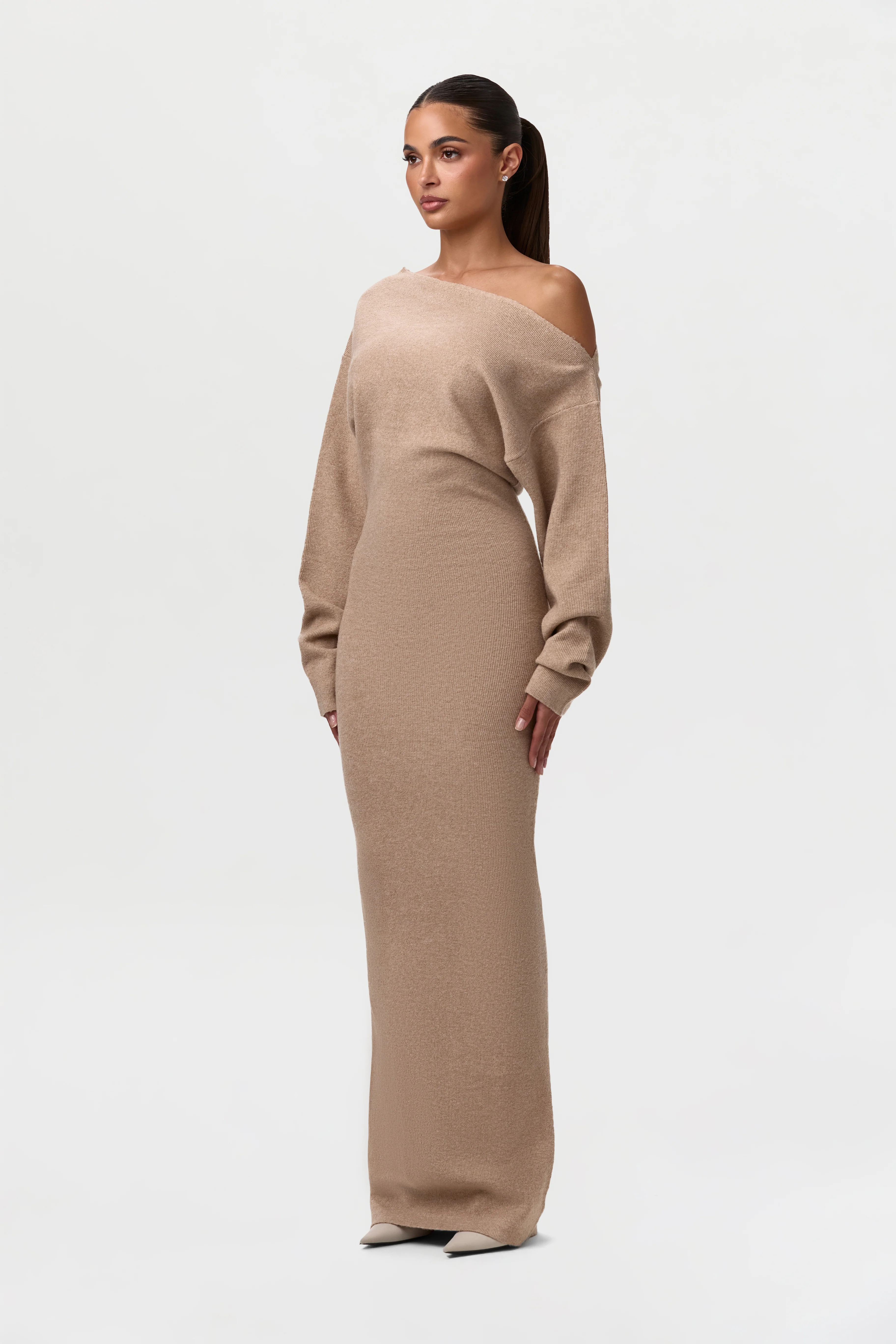 Knit Off-Shoulder Sweater Maxi Dress - Image 16