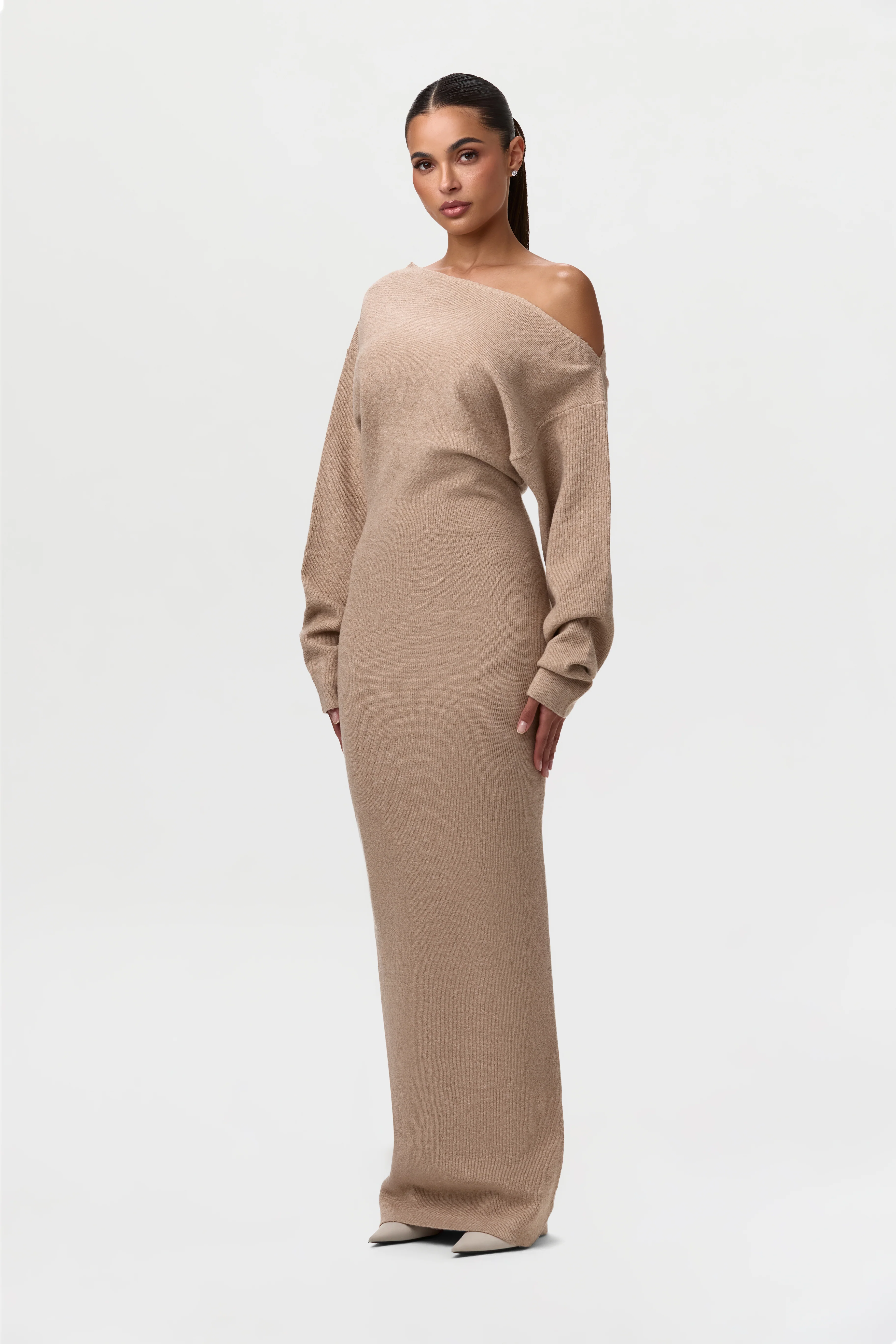 Knit Off-Shoulder Sweater Maxi Dress - Image 17