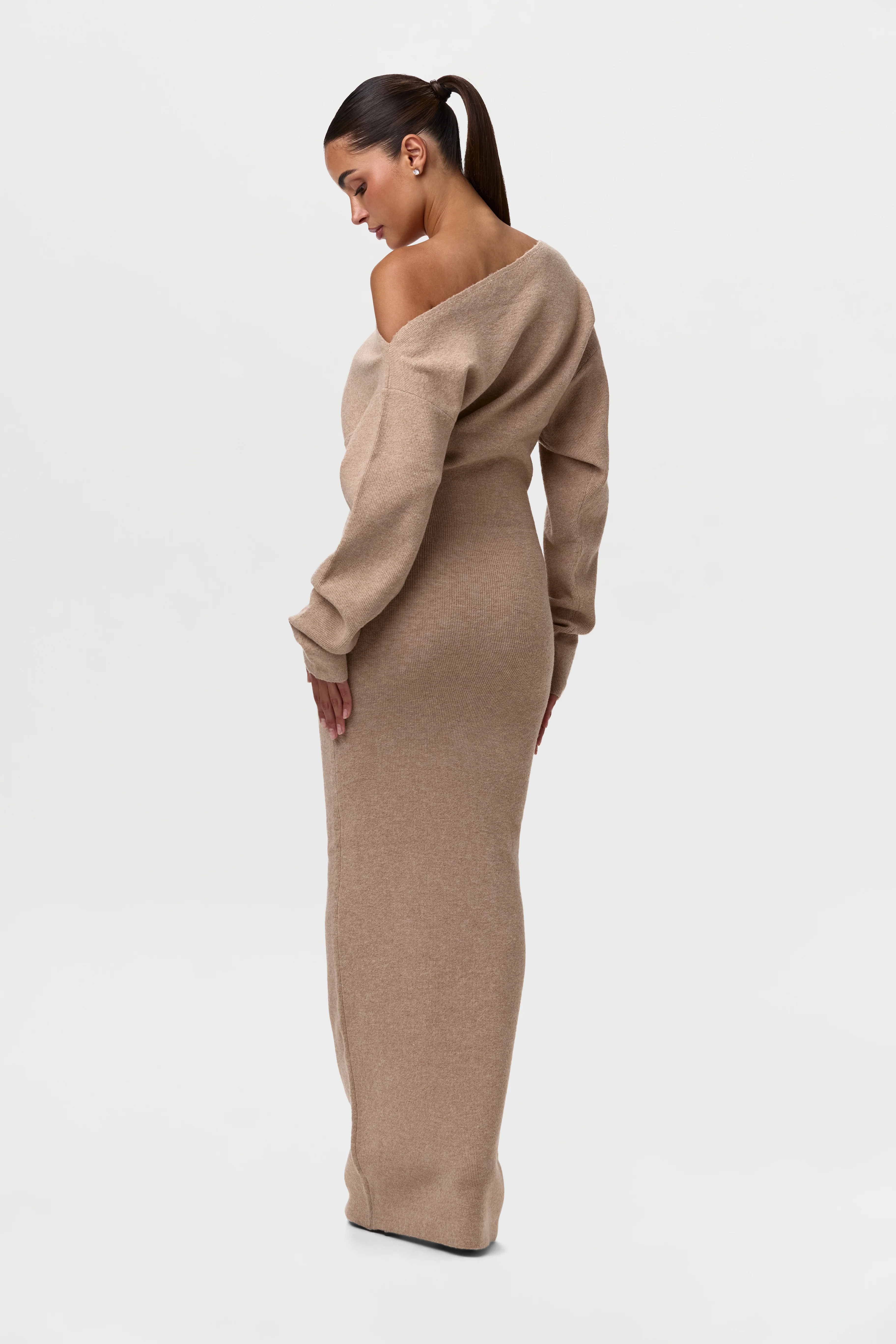 Knit Off-Shoulder Sweater Maxi Dress - Image 19