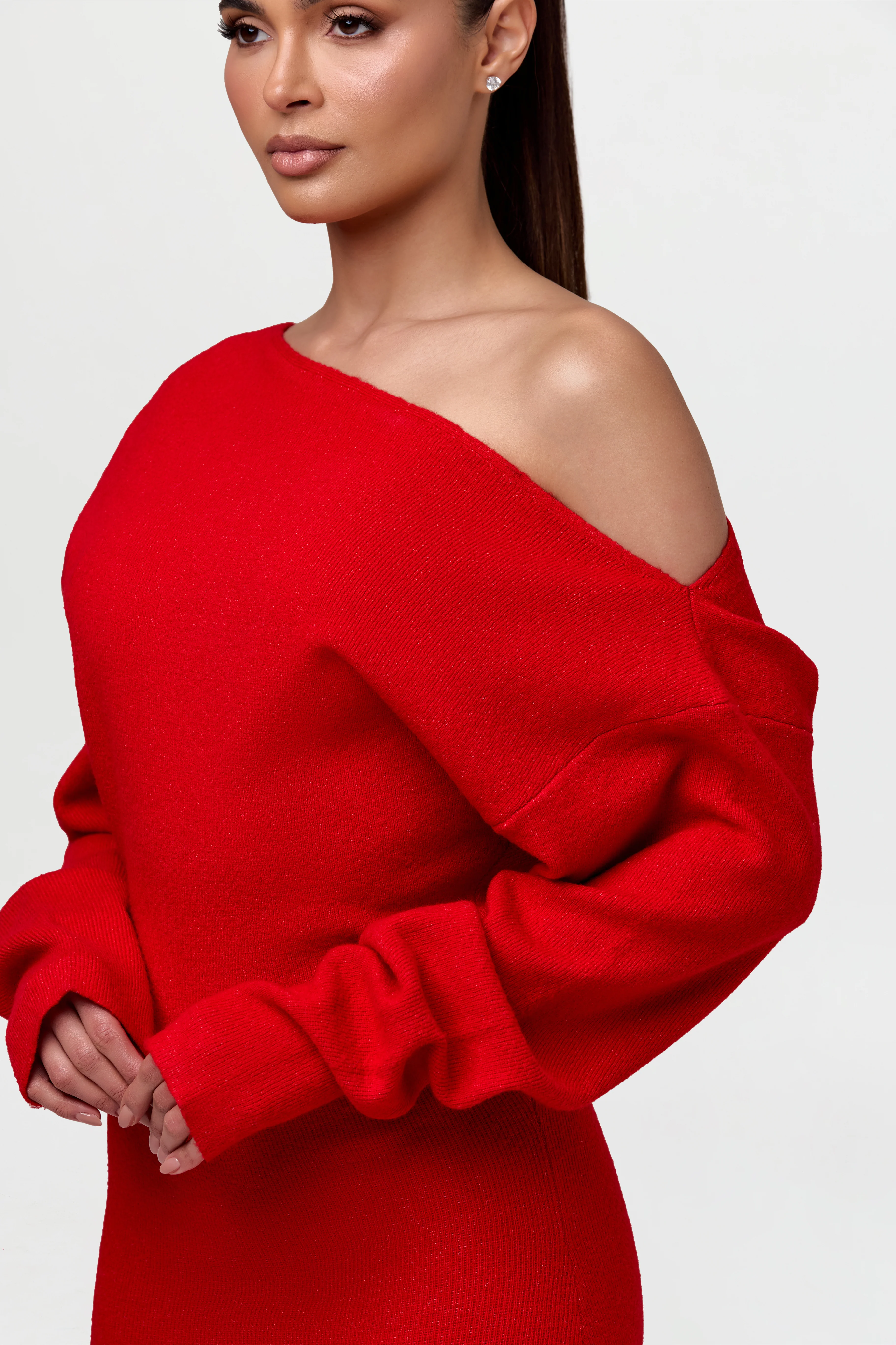 Knit Off-Shoulder Sweater Maxi Dress - Image 4