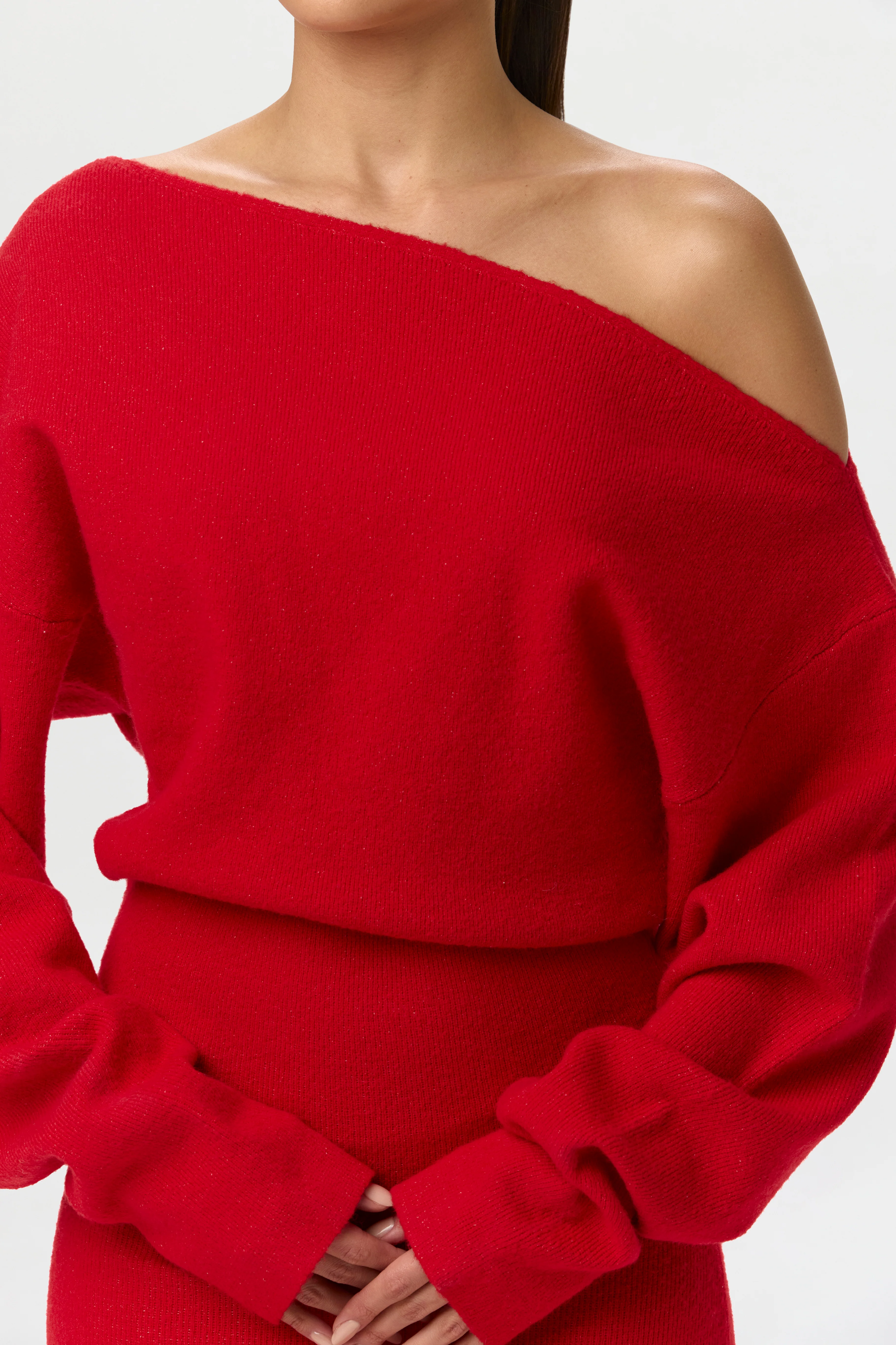 Knit Off-Shoulder Sweater Maxi Dress - Image 7