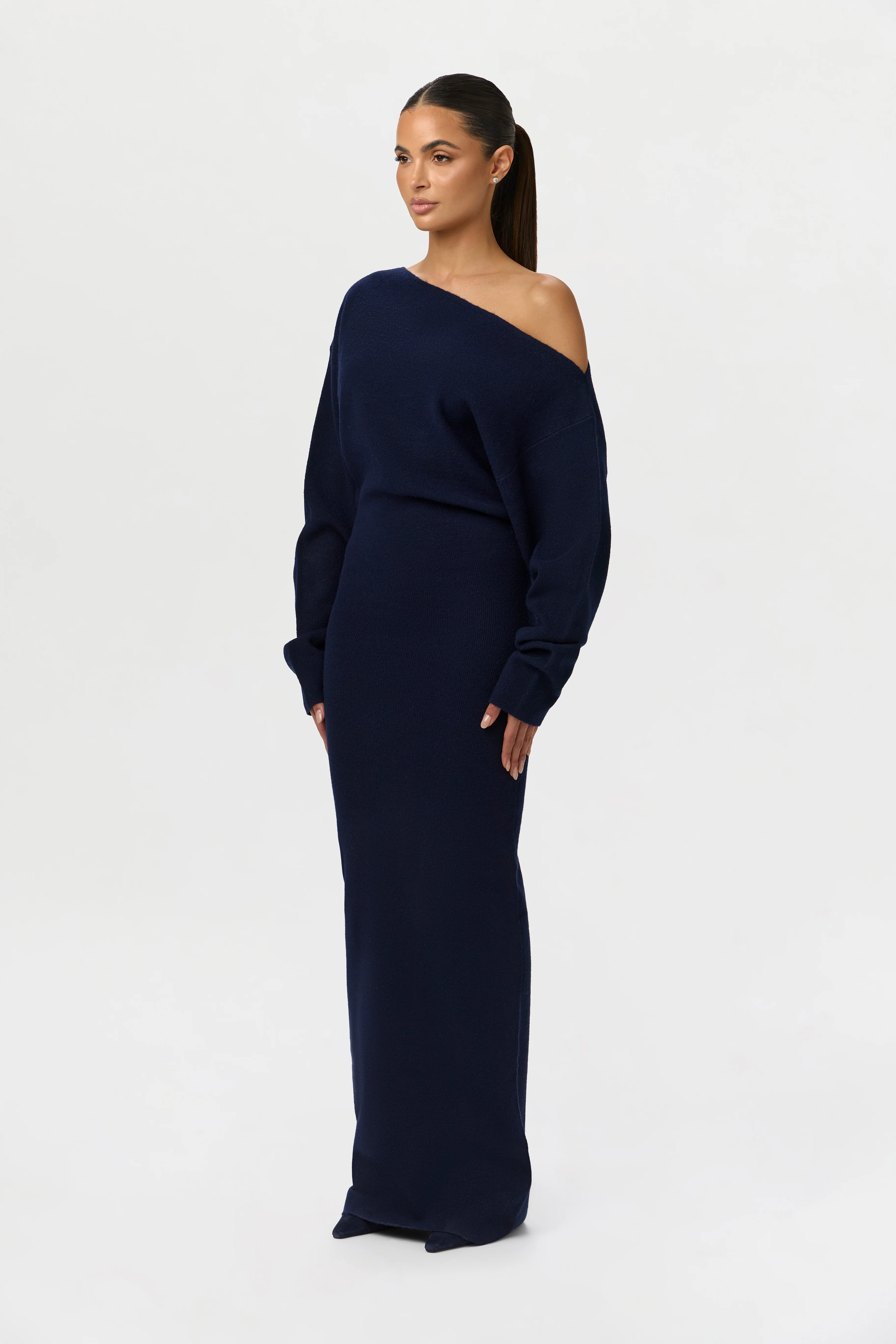 Knit Off-Shoulder Sweater Maxi Dress - Image 8