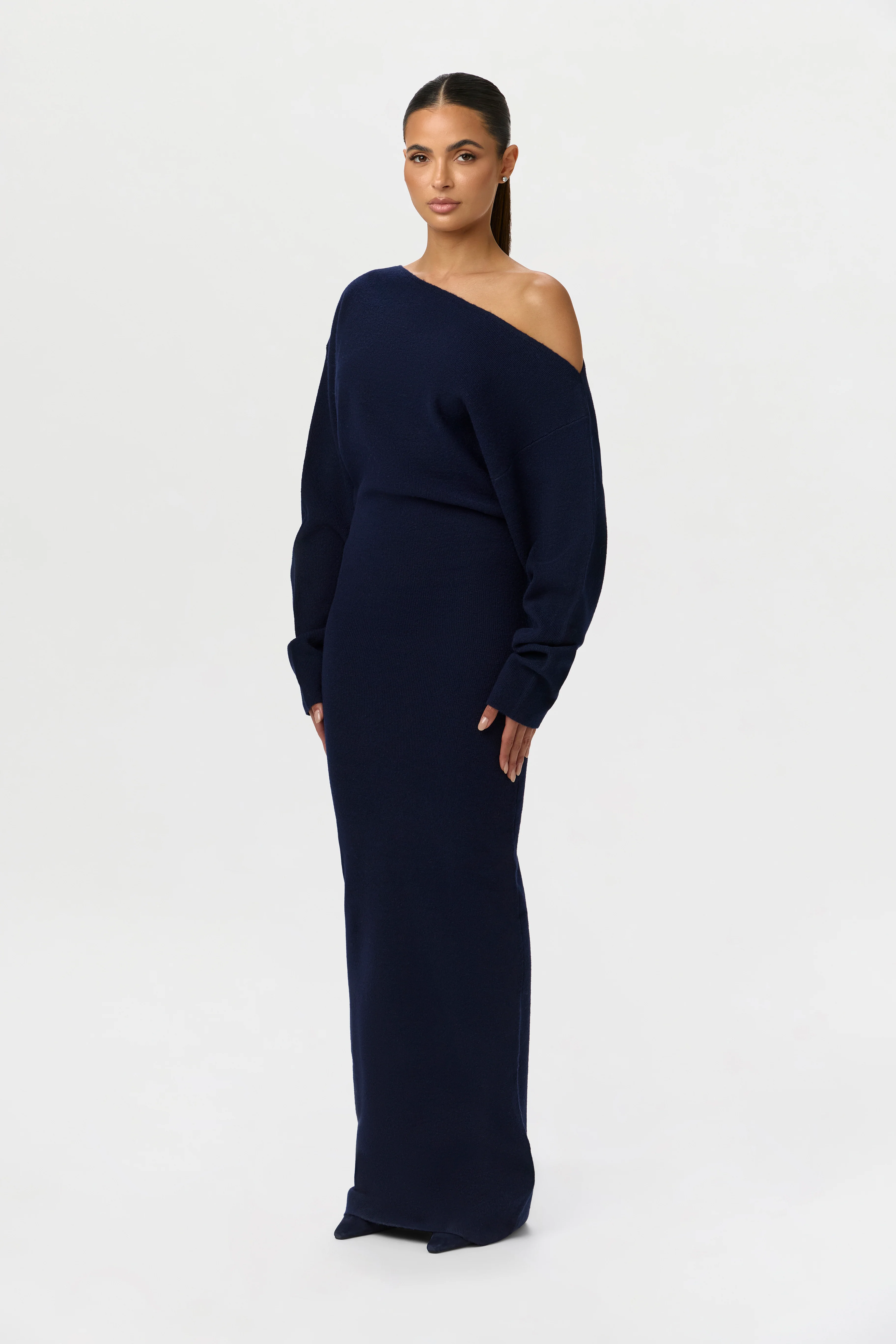 Knit Off-Shoulder Sweater Maxi Dress - Image 9