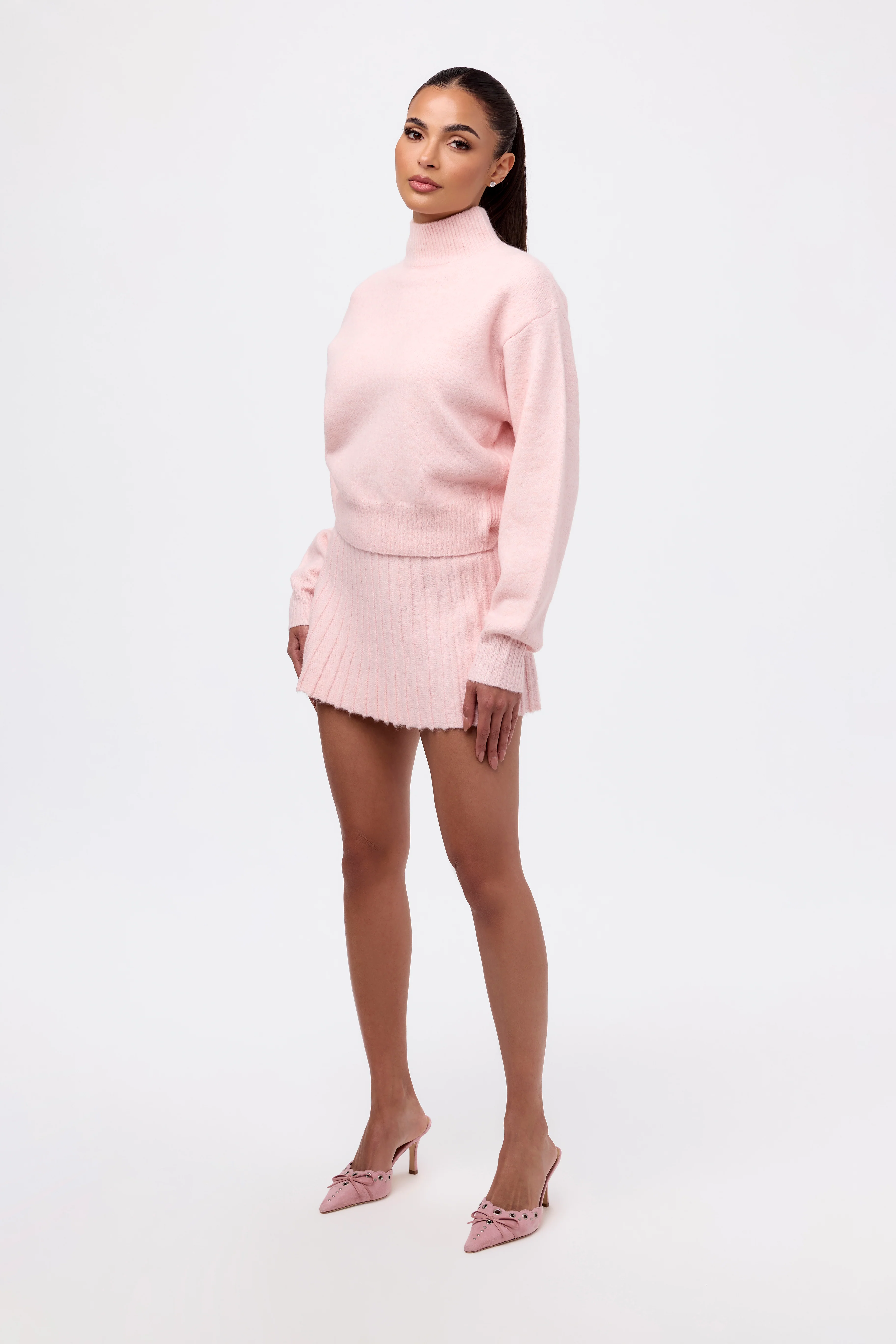 Pleated Knit Sweater Mini Skirt - Image 17