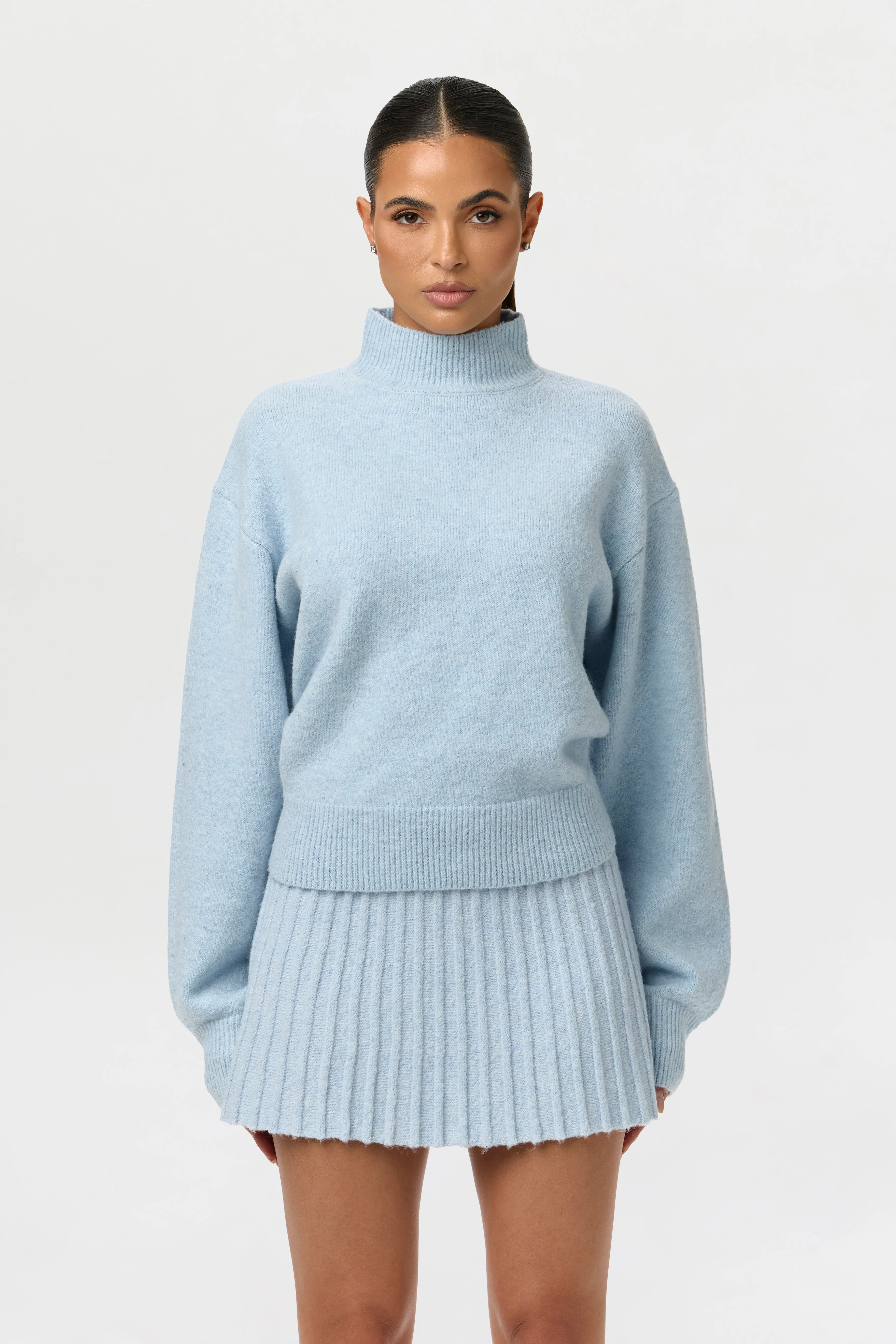 Pleated Knit Sweater Mini Skirt - Image 4