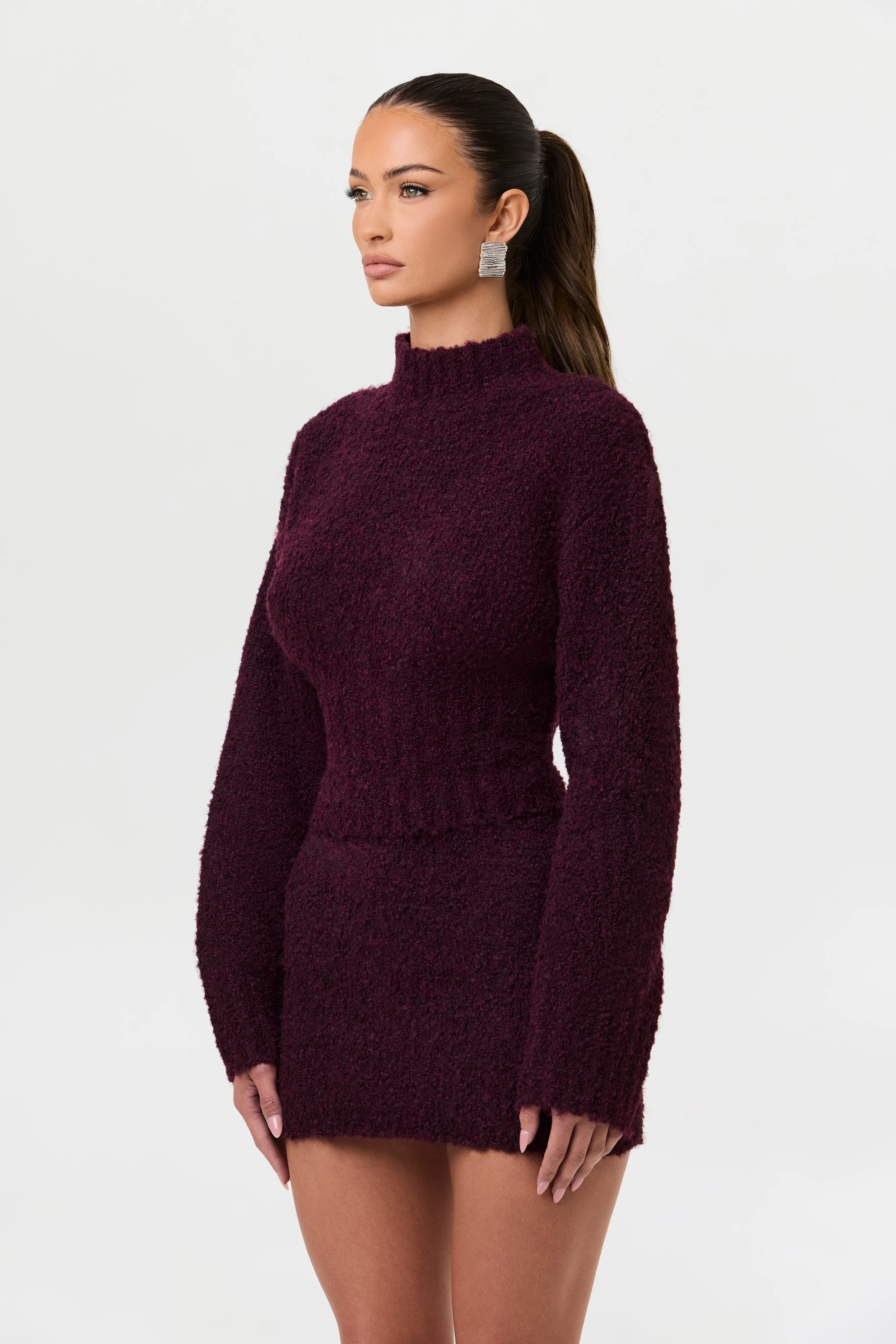 Bouclé Knit Cinched Waist Sweater - Image 3