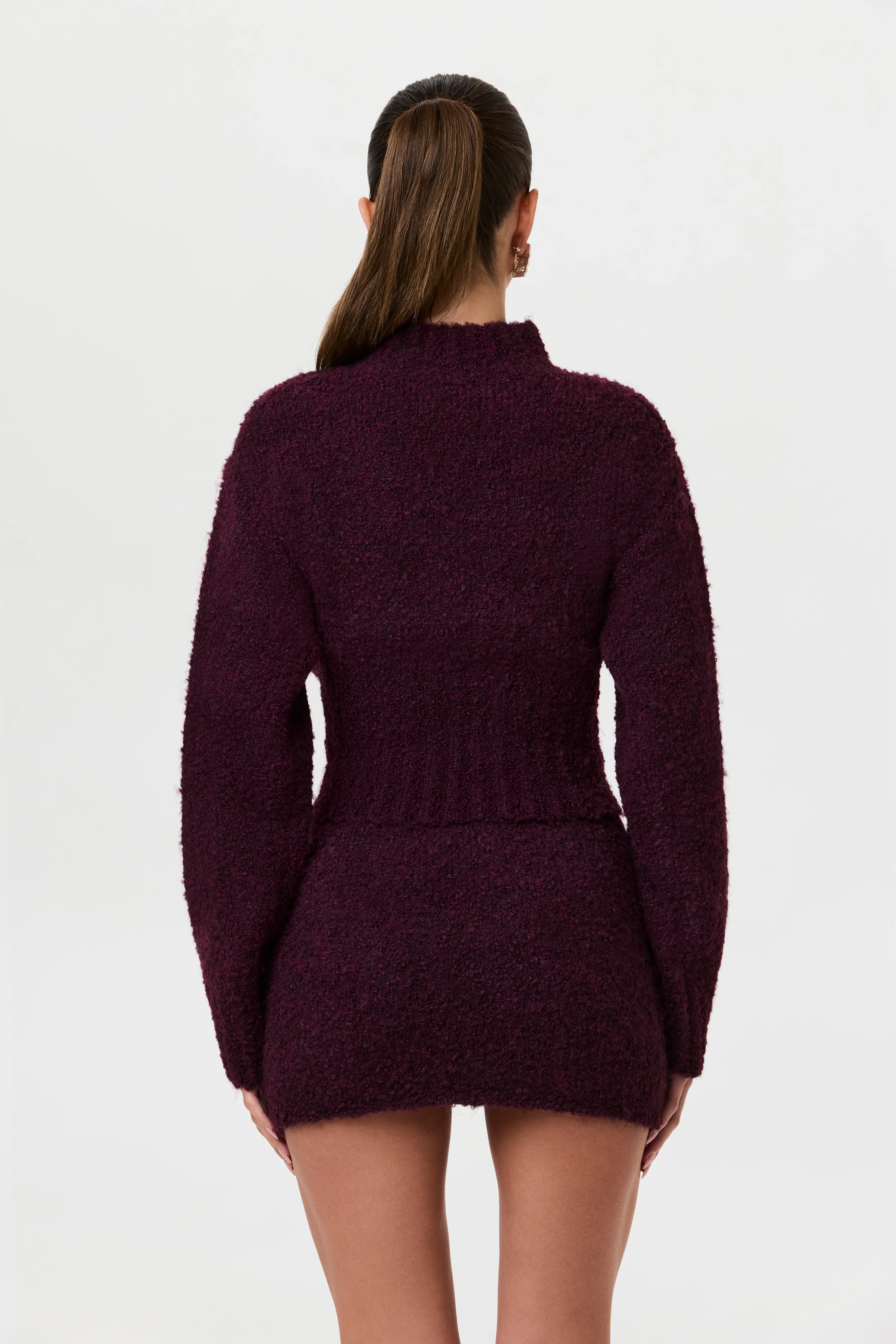 Bouclé Knit Cinched Waist Sweater - Image 5