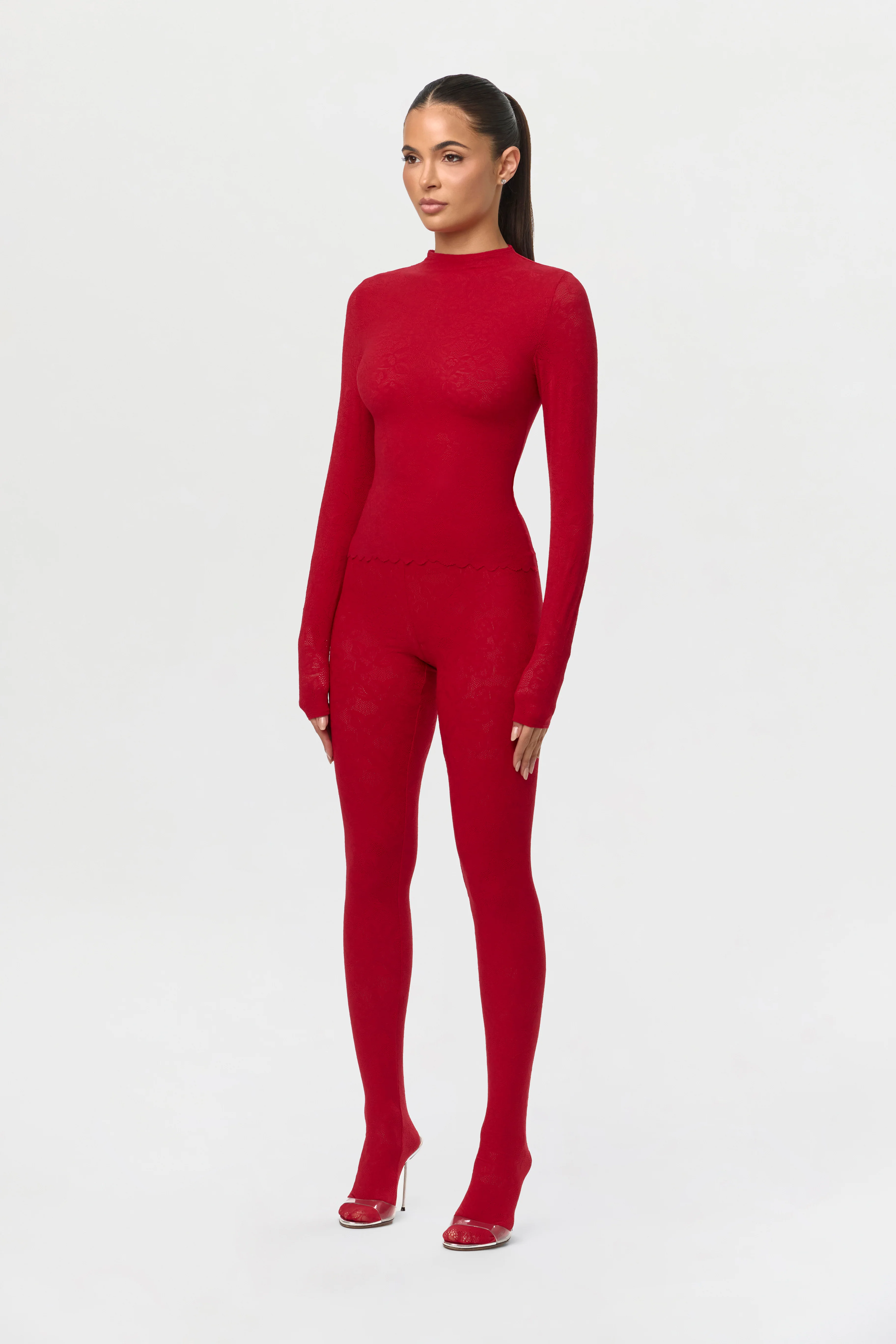 Stretch Lace Closed Toe Leggings Petite - Image 3