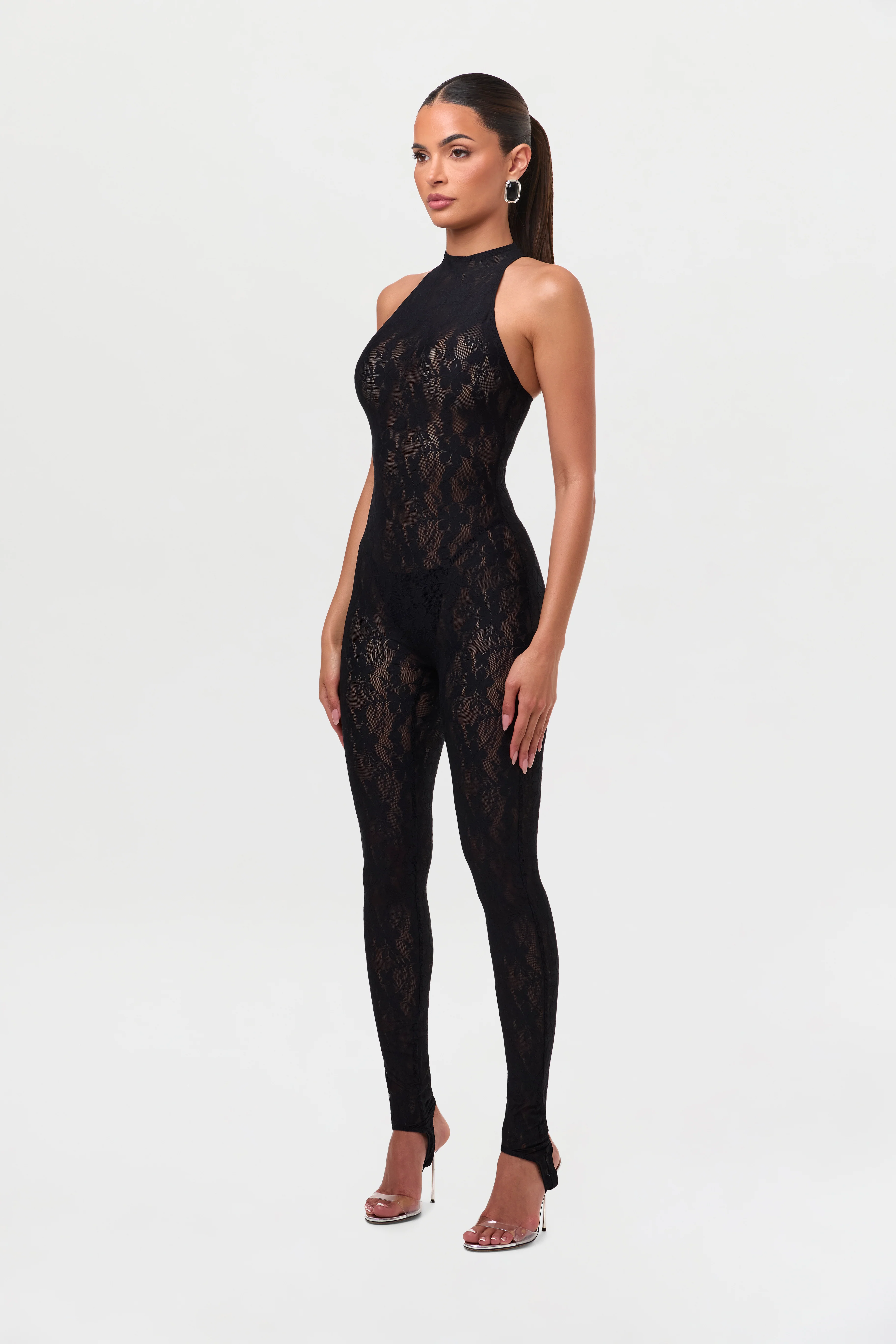 Stretch Lace Racer Stirrup Jumpsuit - Image 3