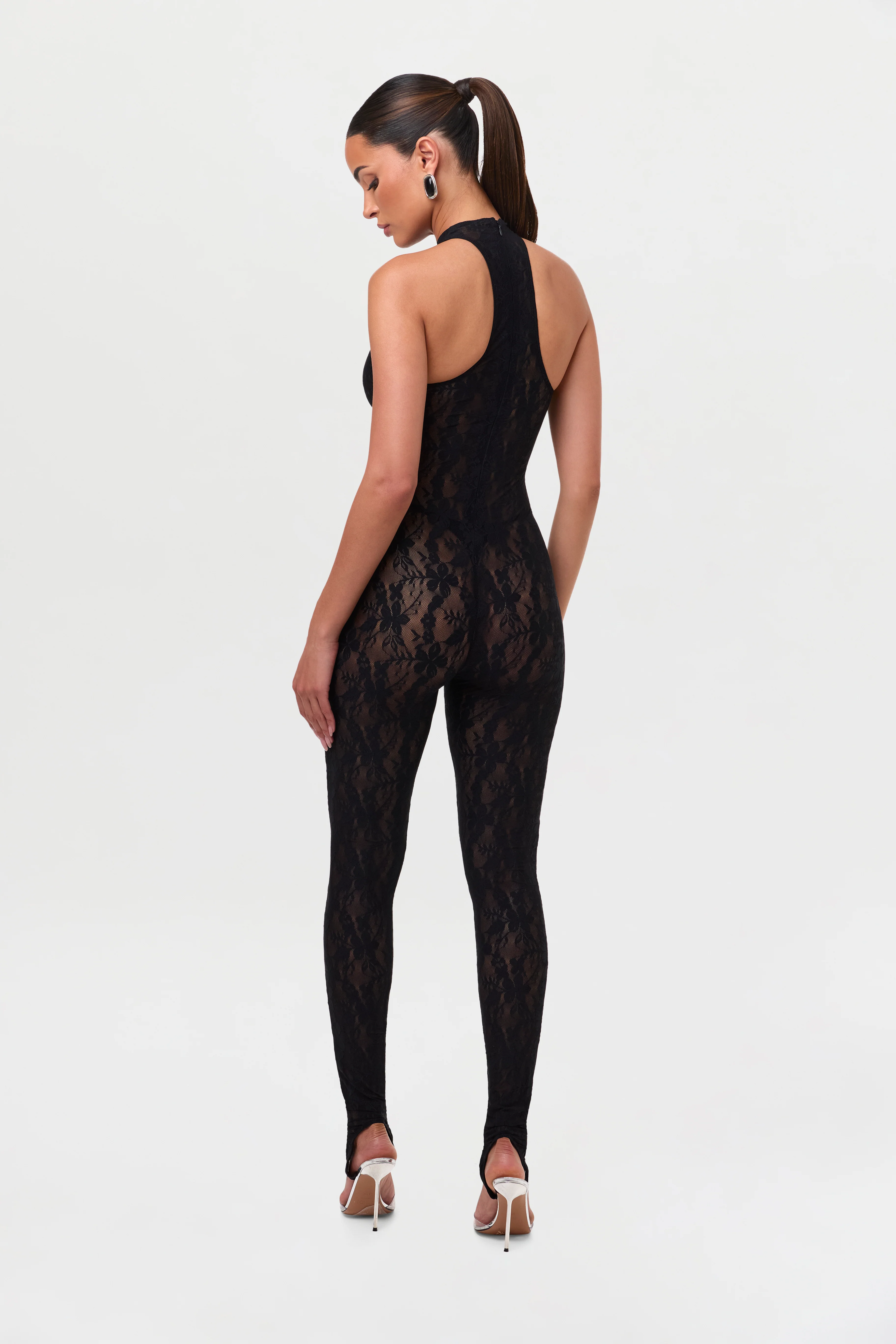 Stretch Lace Racer Stirrup Jumpsuit - Image 4