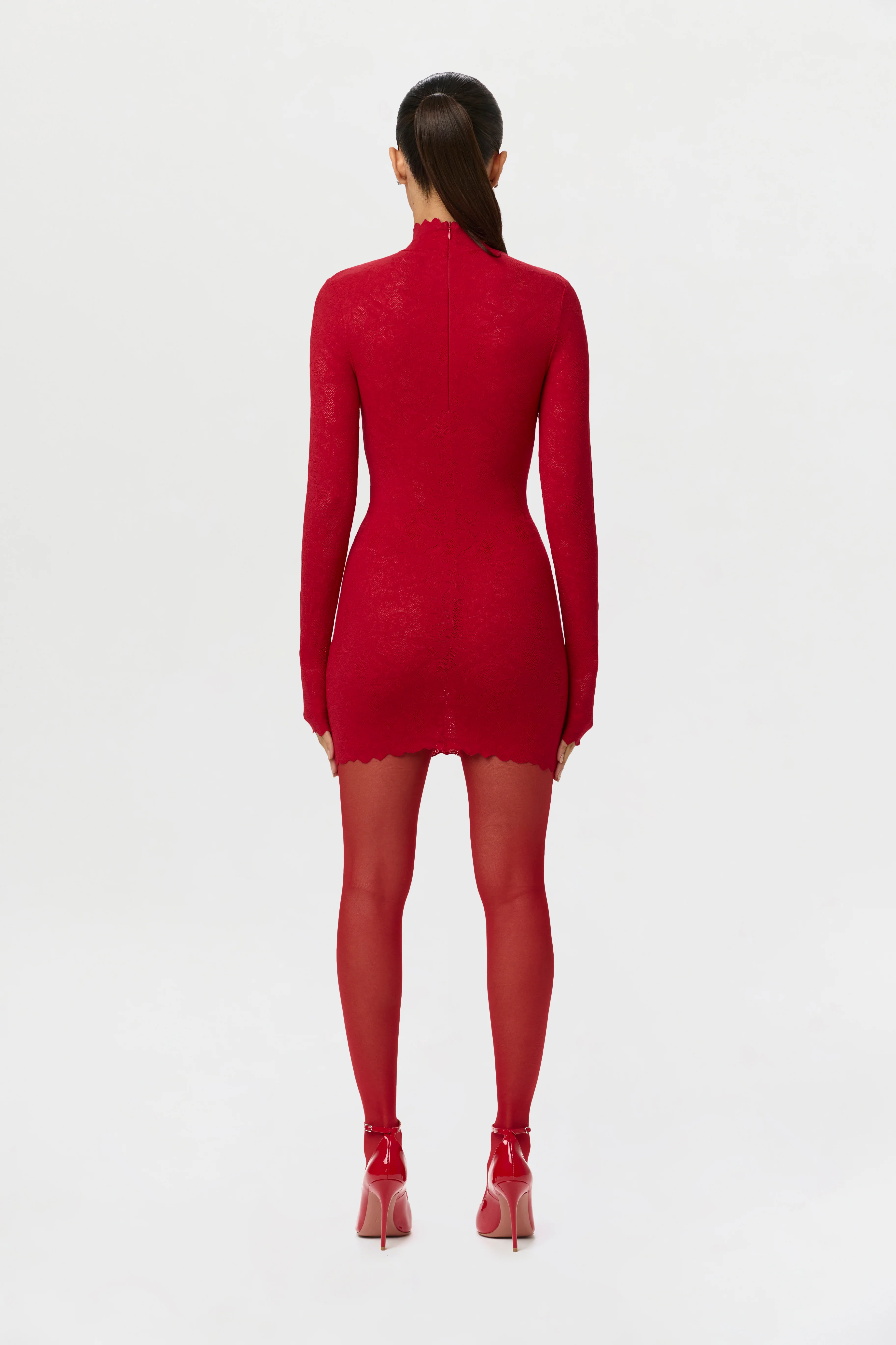 Stretch Lace Scallop Mini Dress - Image 8