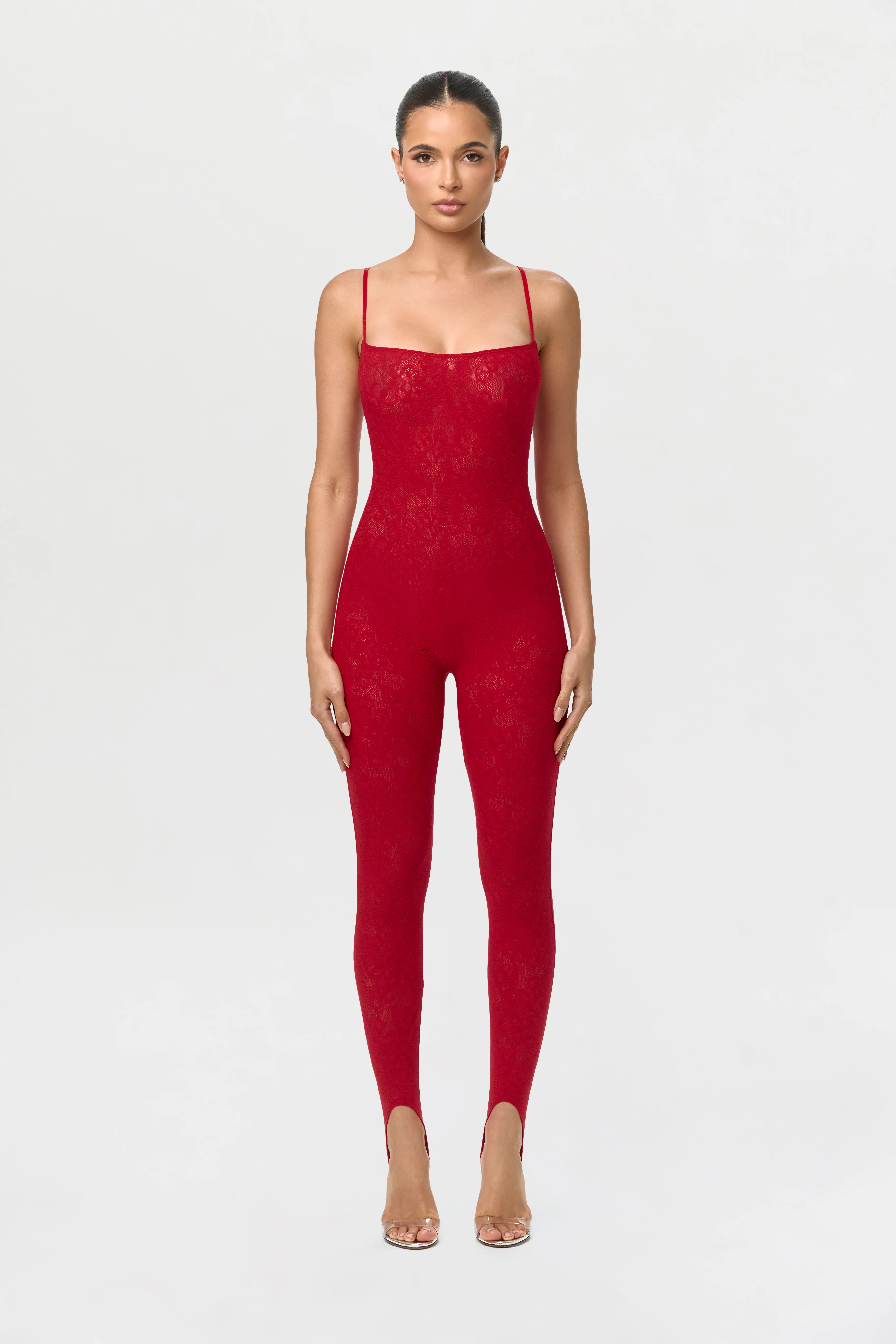Stretch Lace Tank Stirrup Jumpsuit - Image 2