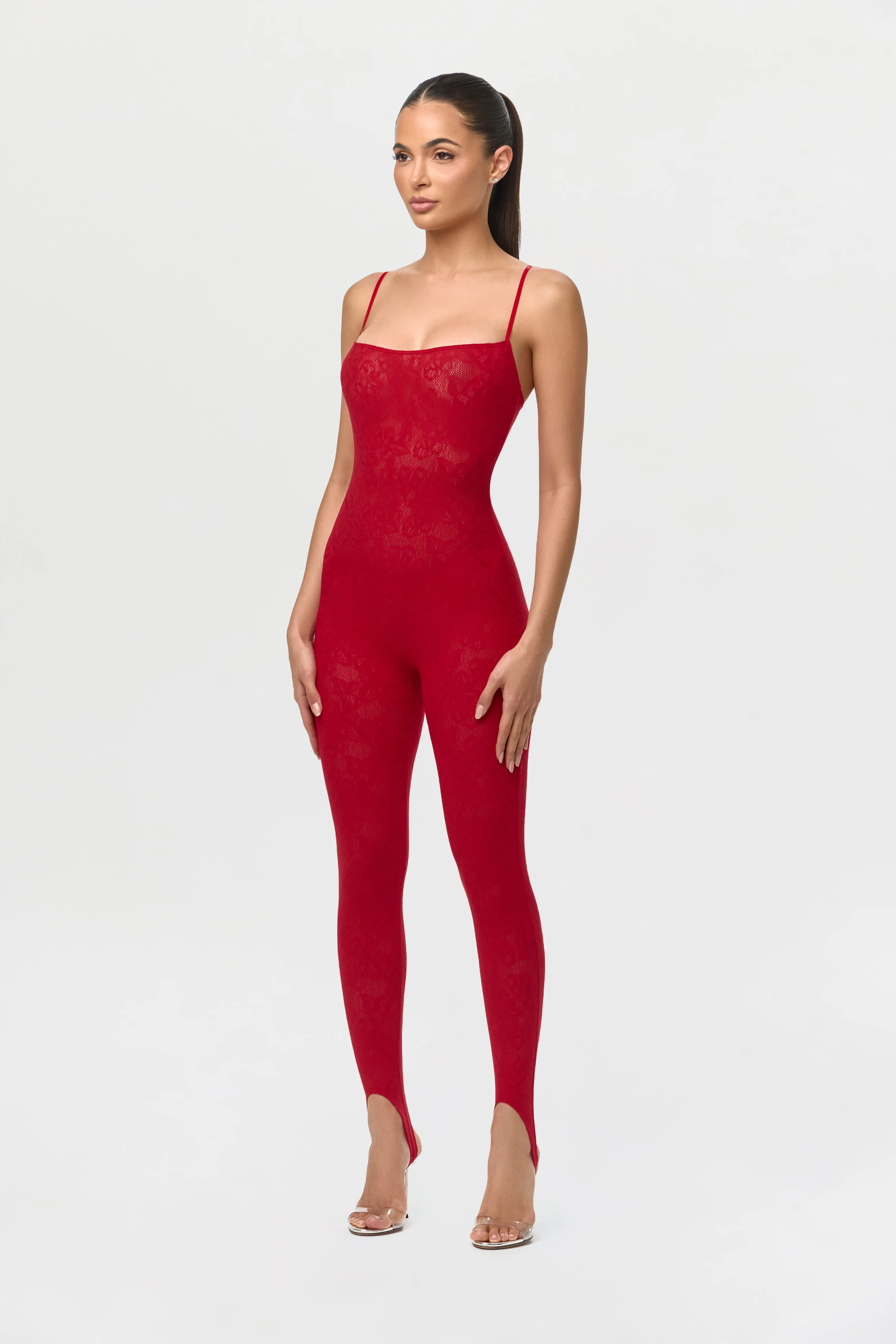 Stretch Lace Tank Stirrup Jumpsuit - Image 3