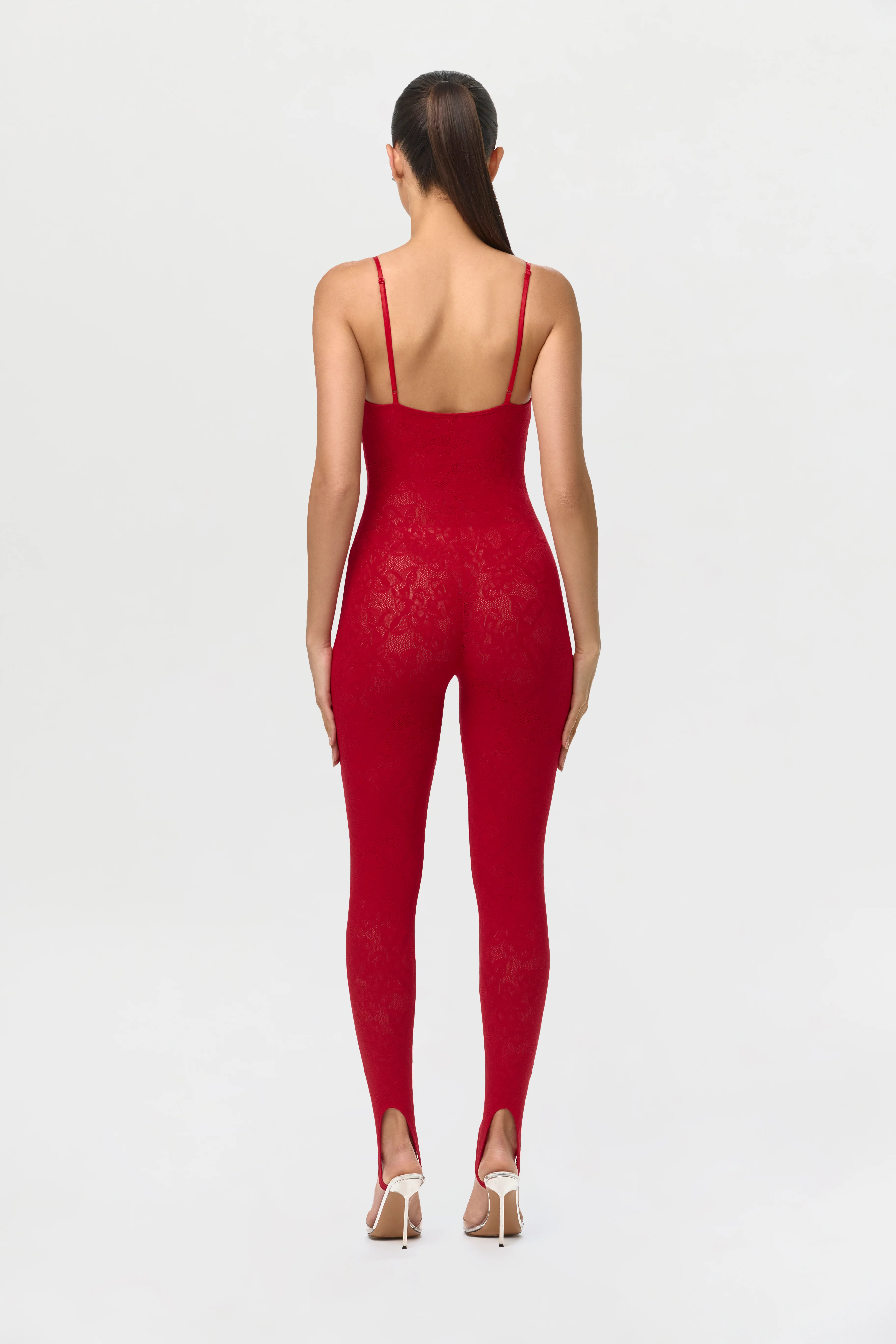 Stretch Lace Tank Stirrup Jumpsuit - Image 5