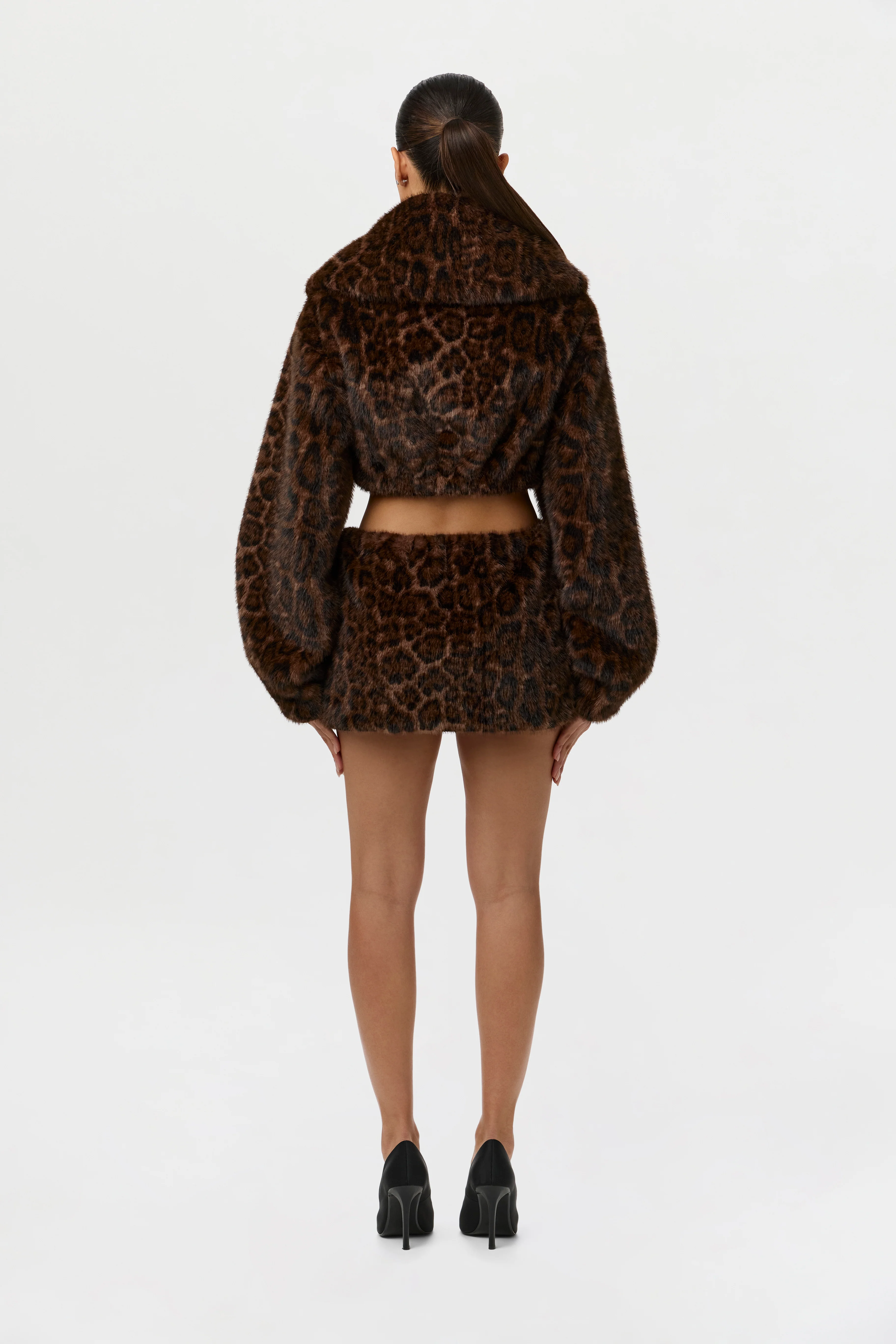 Faux Fur Leopard Mini Skirt - Image 4