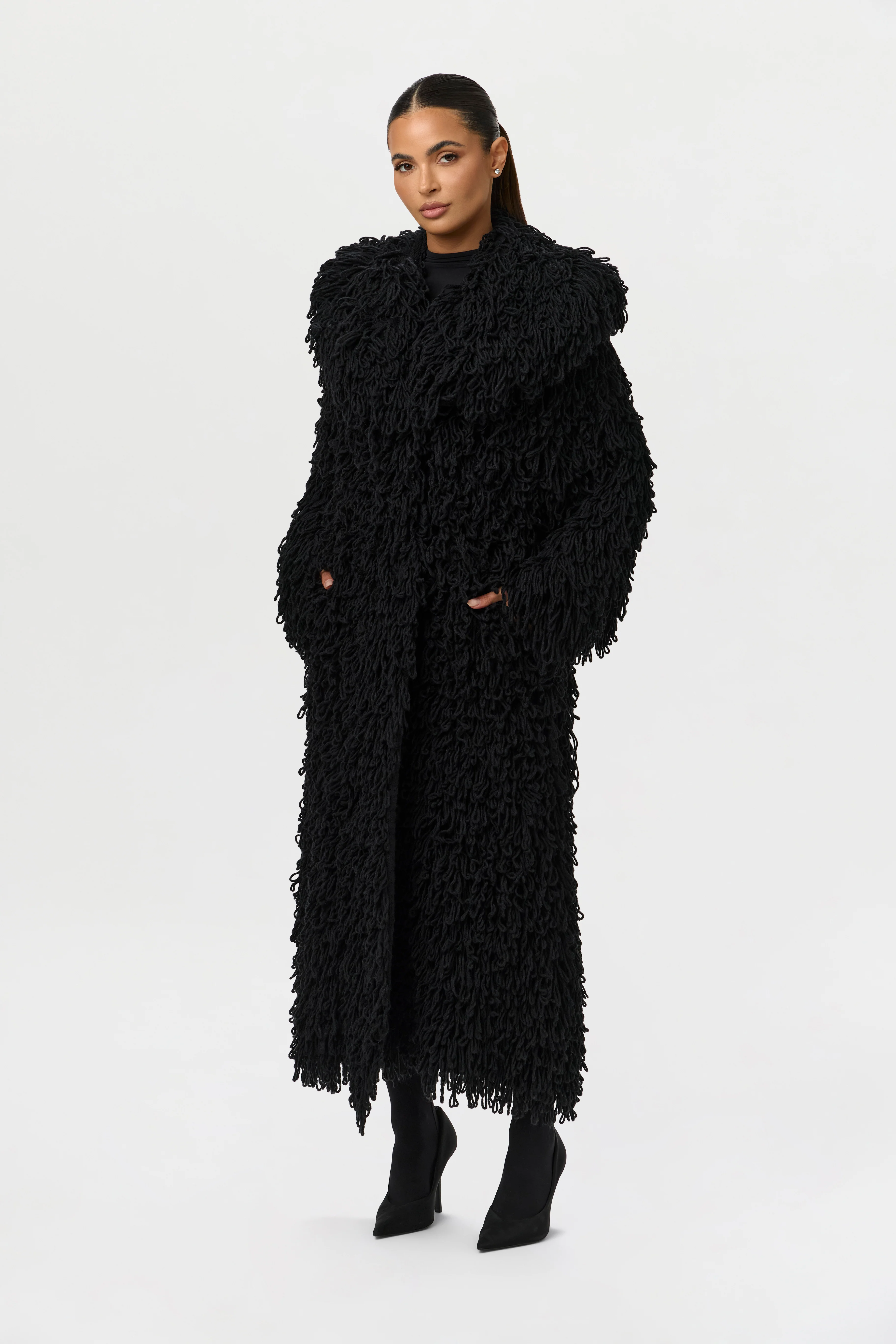 Knit Shaggy Loop Coat - Image 2